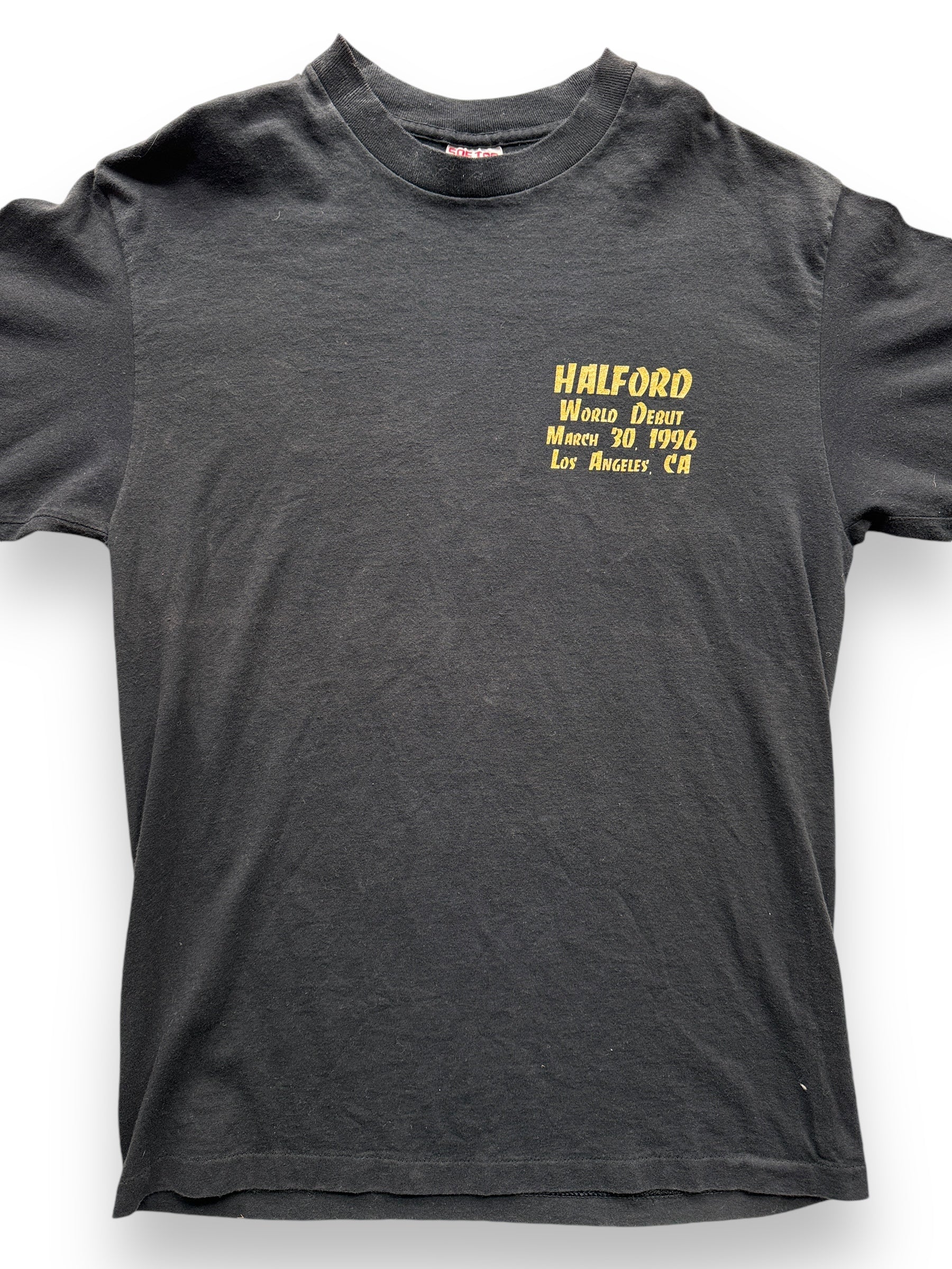 front close up of Vintage Halford World Debut '96 Tee SZ L