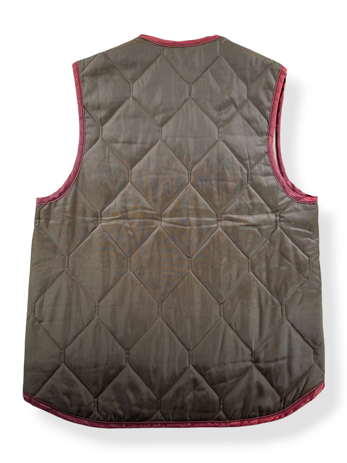 Back of Vintage NOS Beige Hollofil Reversible Vest SZ S