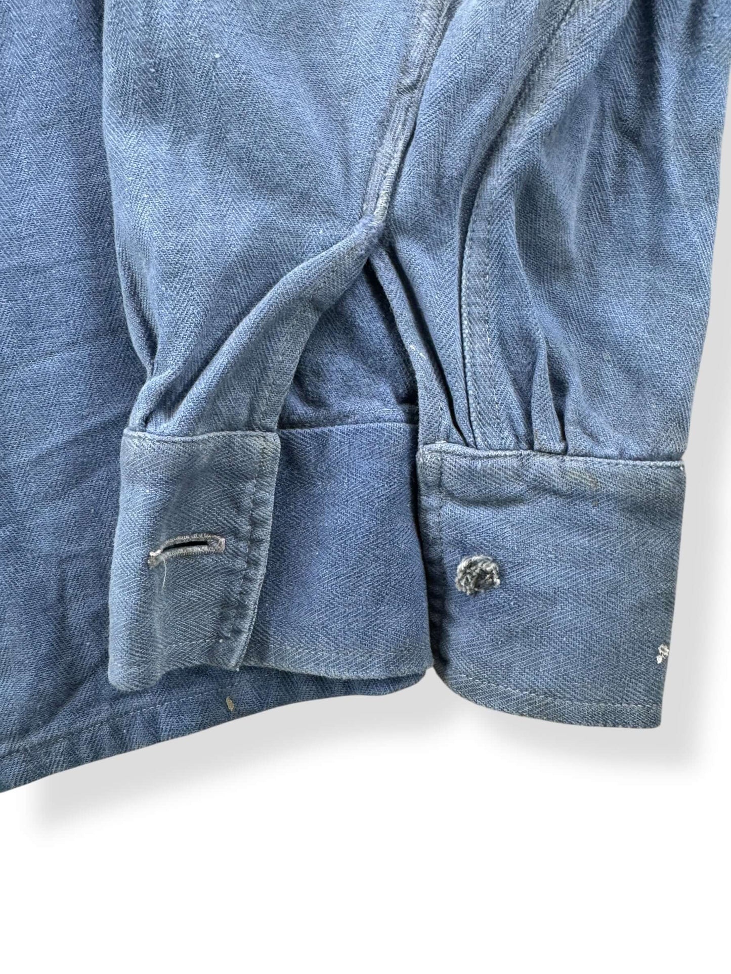 Cuff on Vintage Faded Blue French Chore Coat SZ L