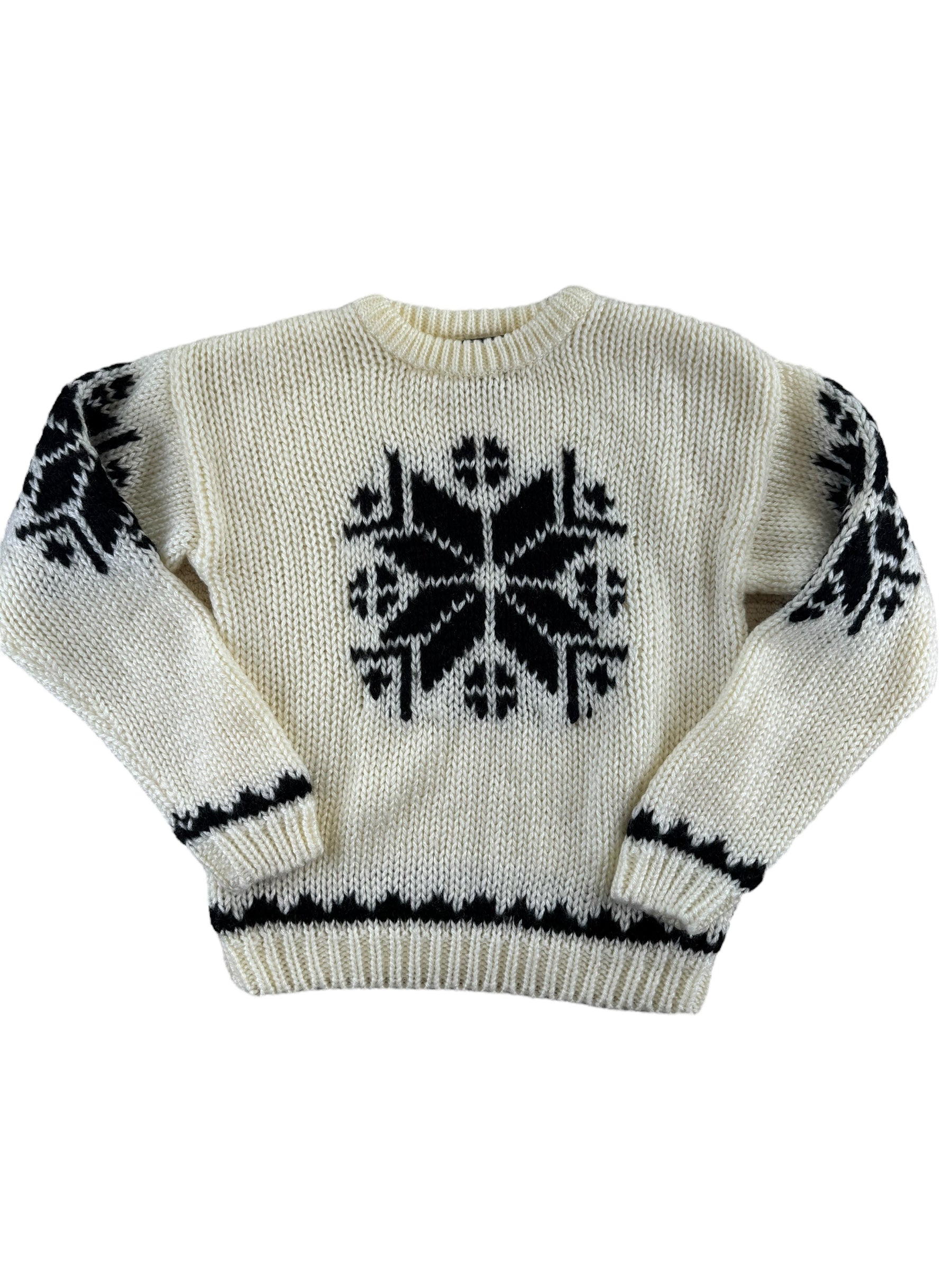 Front view  of 1980s Snowflake Sweater L