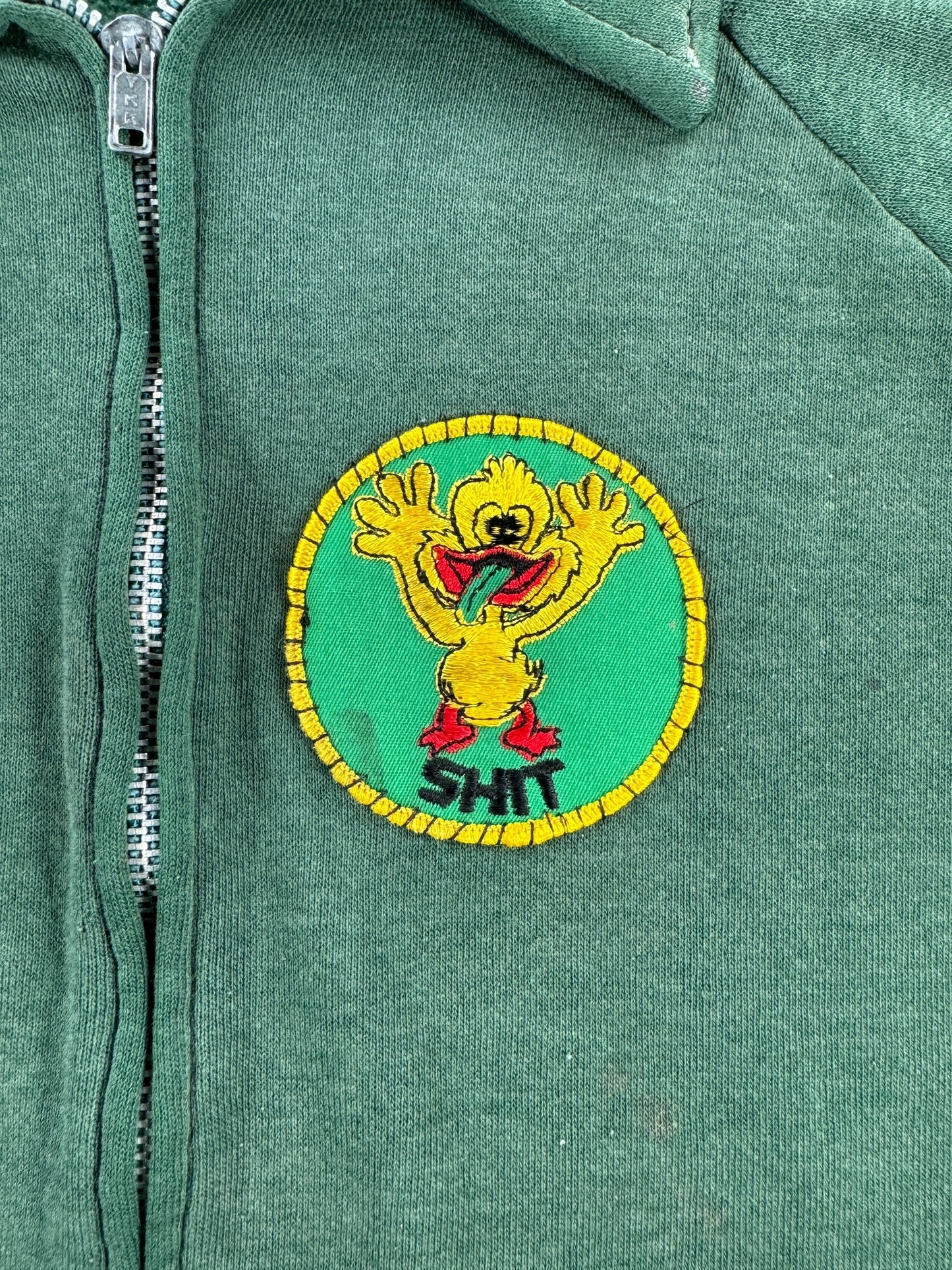 Patch on Vintage Green Shit Zip Up Sweatshirt SZ M
