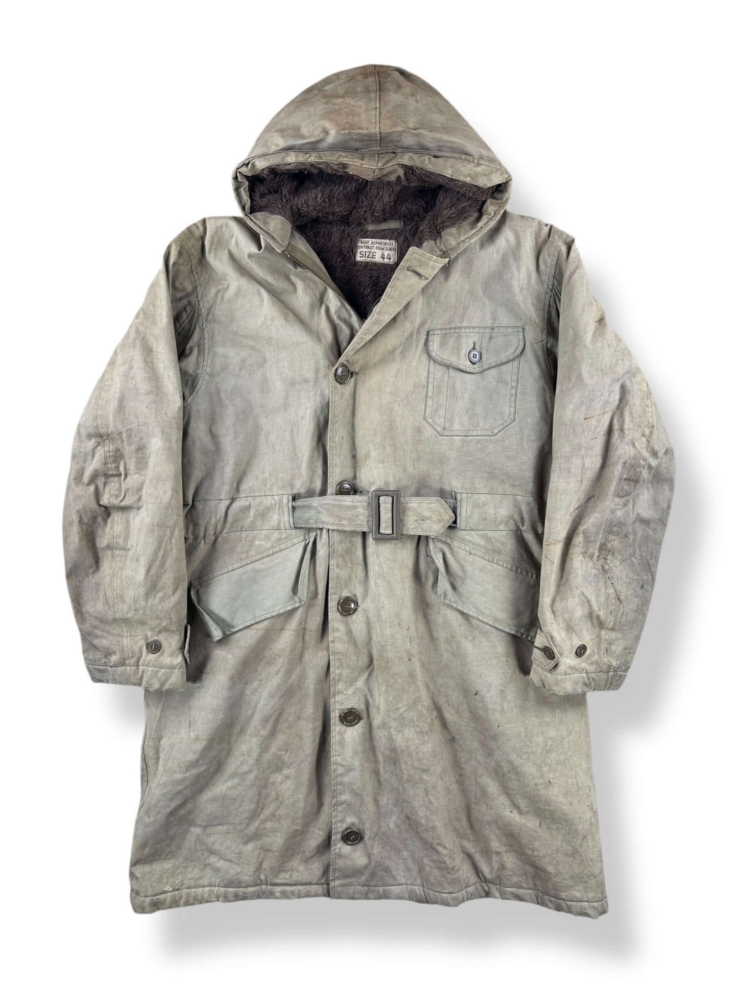 Front of Vintage WWII Torpedoman's Deck Jacket SZ 44 AS IS