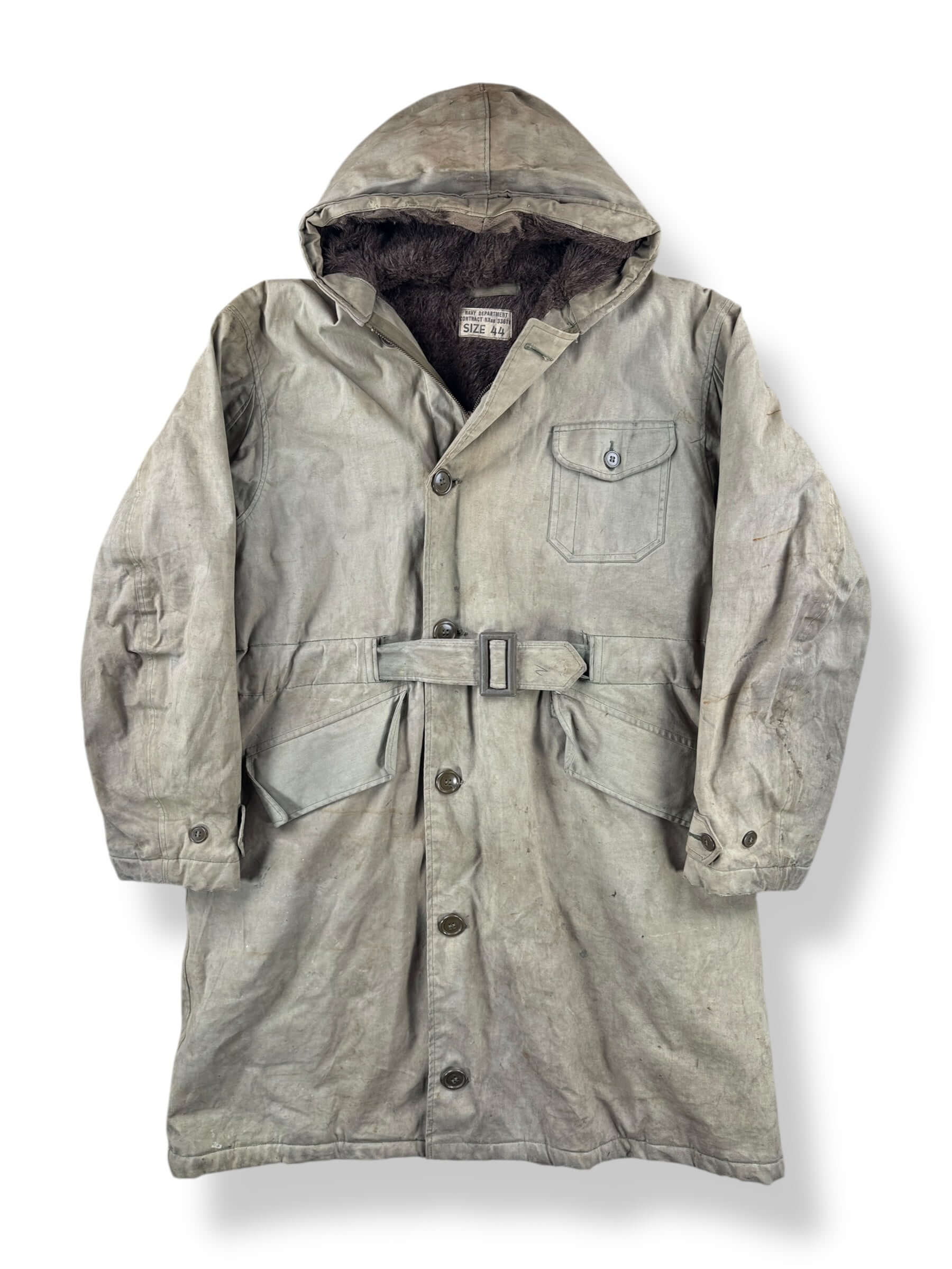 Front of Vintage WWII Torpedoman's Deck Jacket SZ 44 AS IS