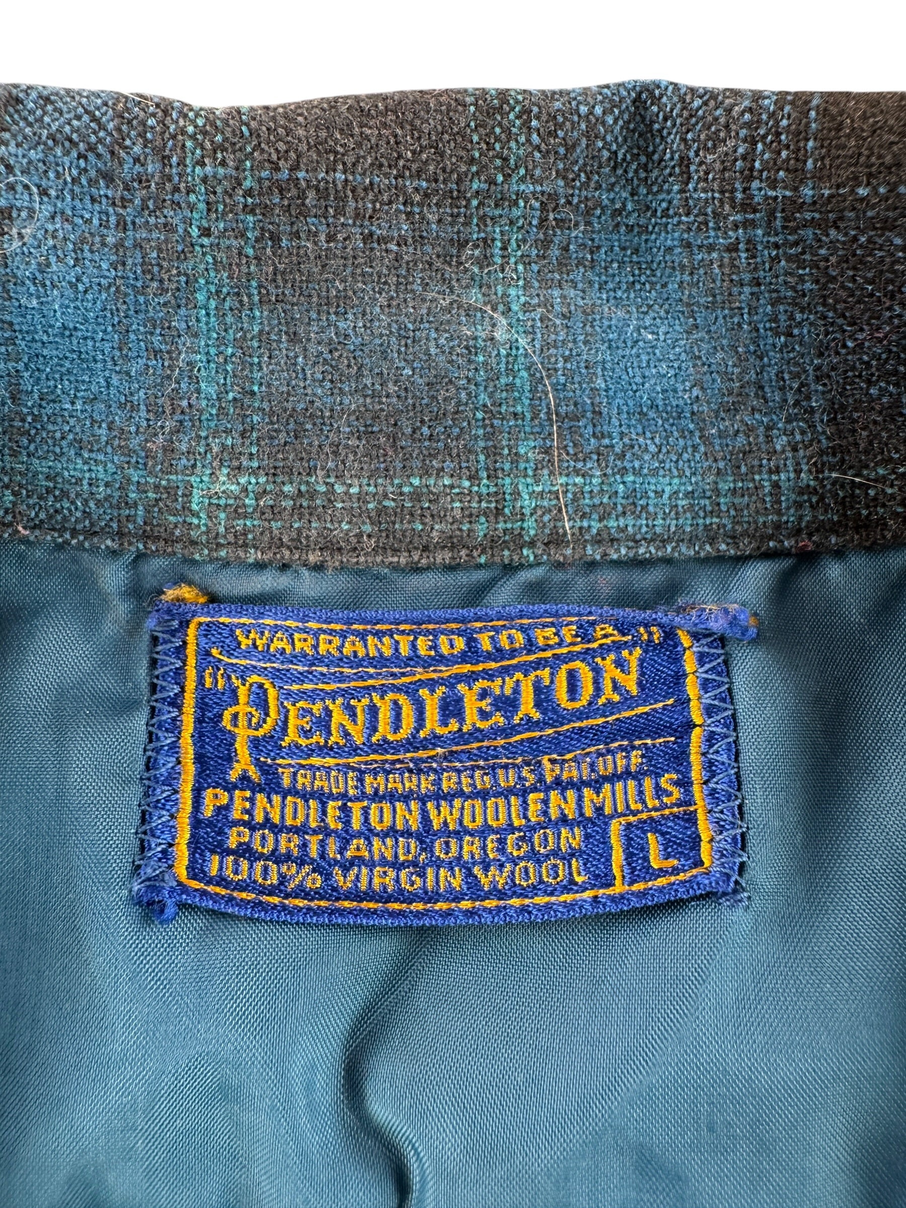 Label on Vintage Pendleton Board Shirt SZ L