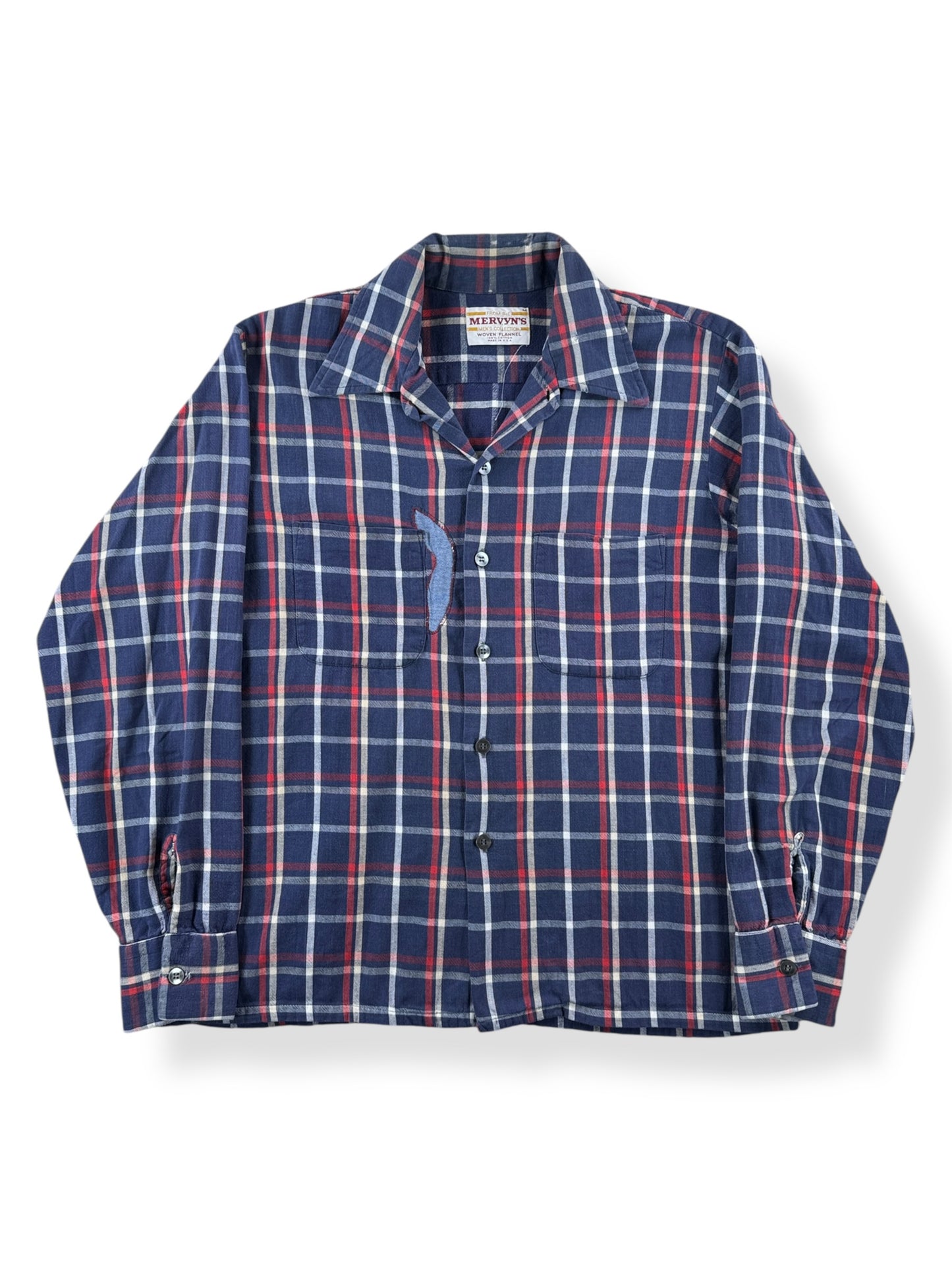 Front of Vintage Mervyn's Repaired Cotton Flannel SZ M