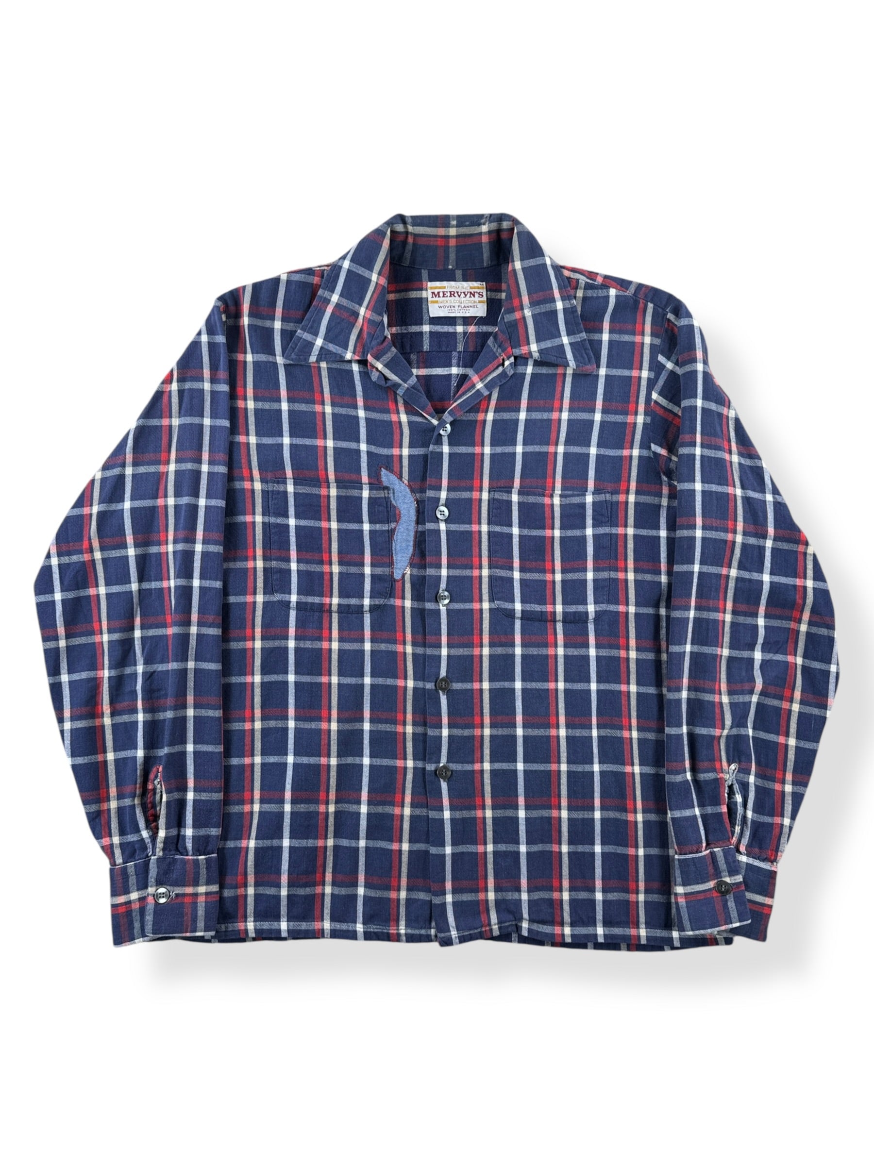 Front of Vintage Mervyn's Repaired Cotton Flannel SZ M