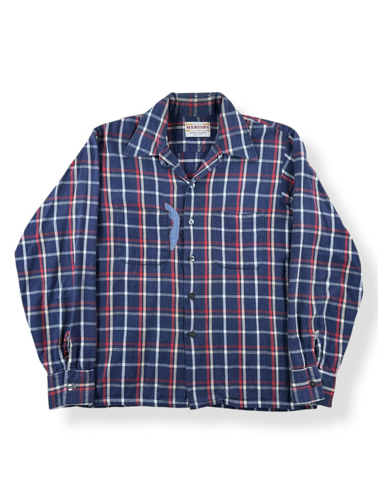 Front of Vintage Mervyn's Repaired Cotton Flannel SZ M