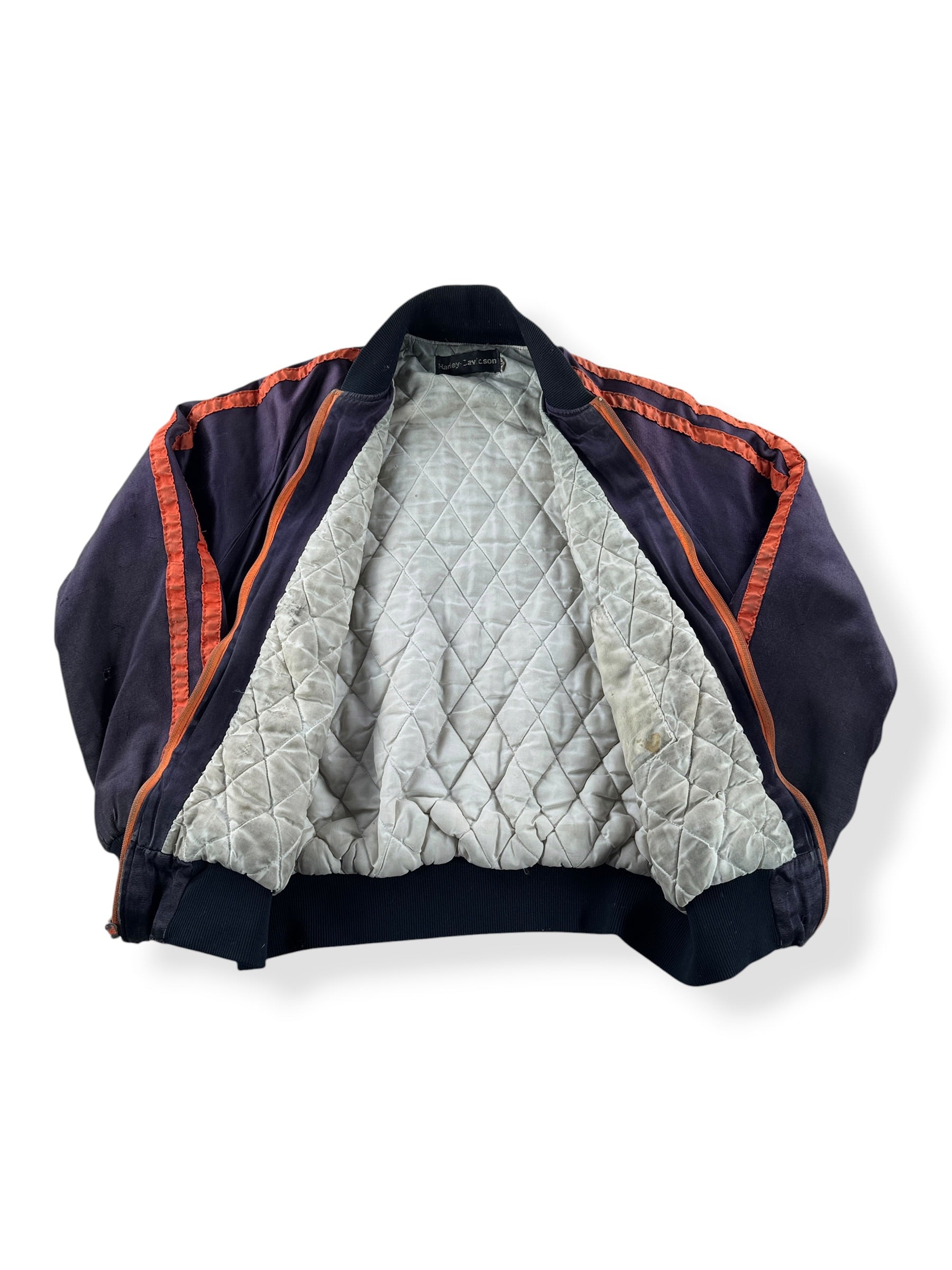 Inside of Vintage Harley Davidson Satin Bomber Jacket SZ M - AS IS