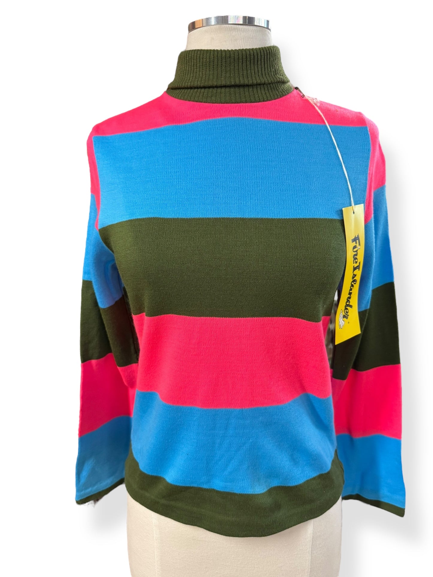 Front view of 1960s Fire Islander Striped Turtleneck S