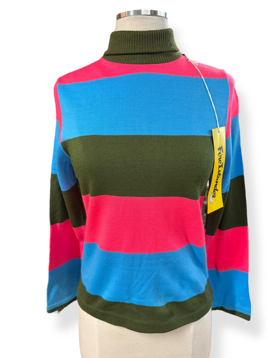 Front view of 1960s Fire Islander Striped Turtleneck S