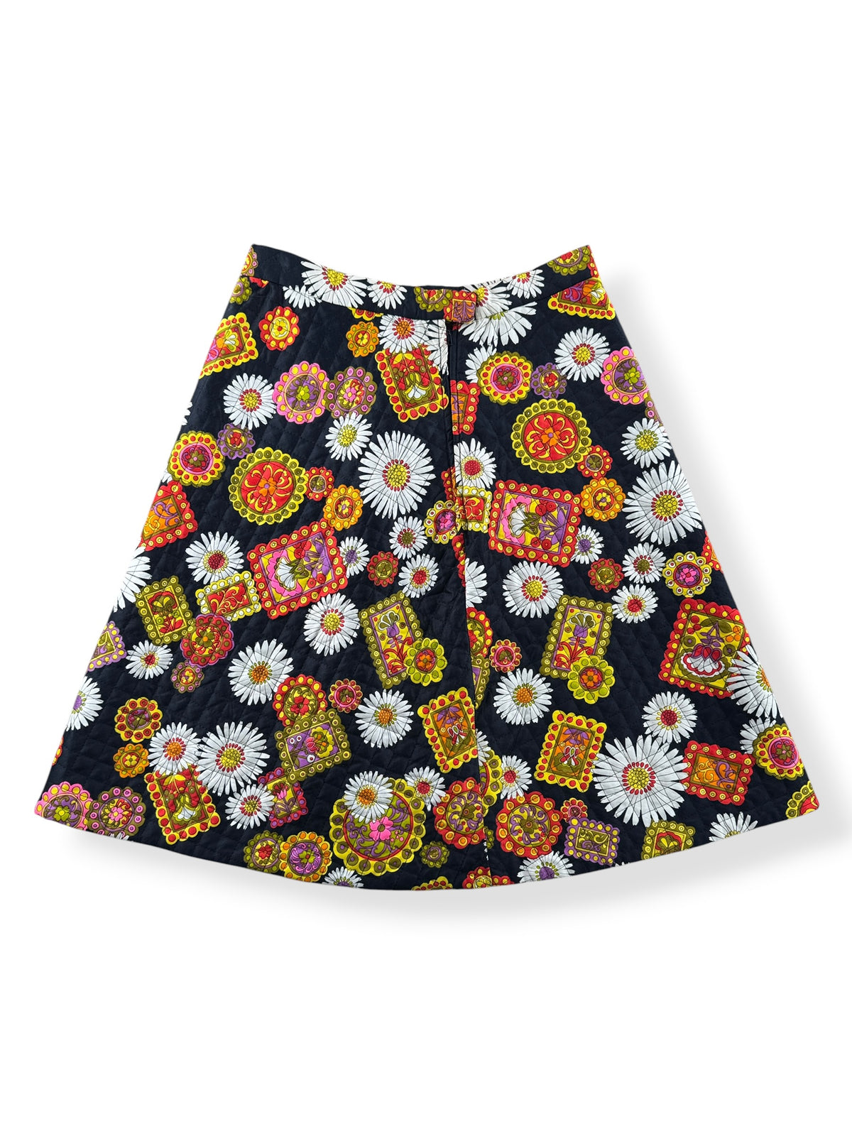 Back of Vintage 60s Floral Quilted Skirt W26
