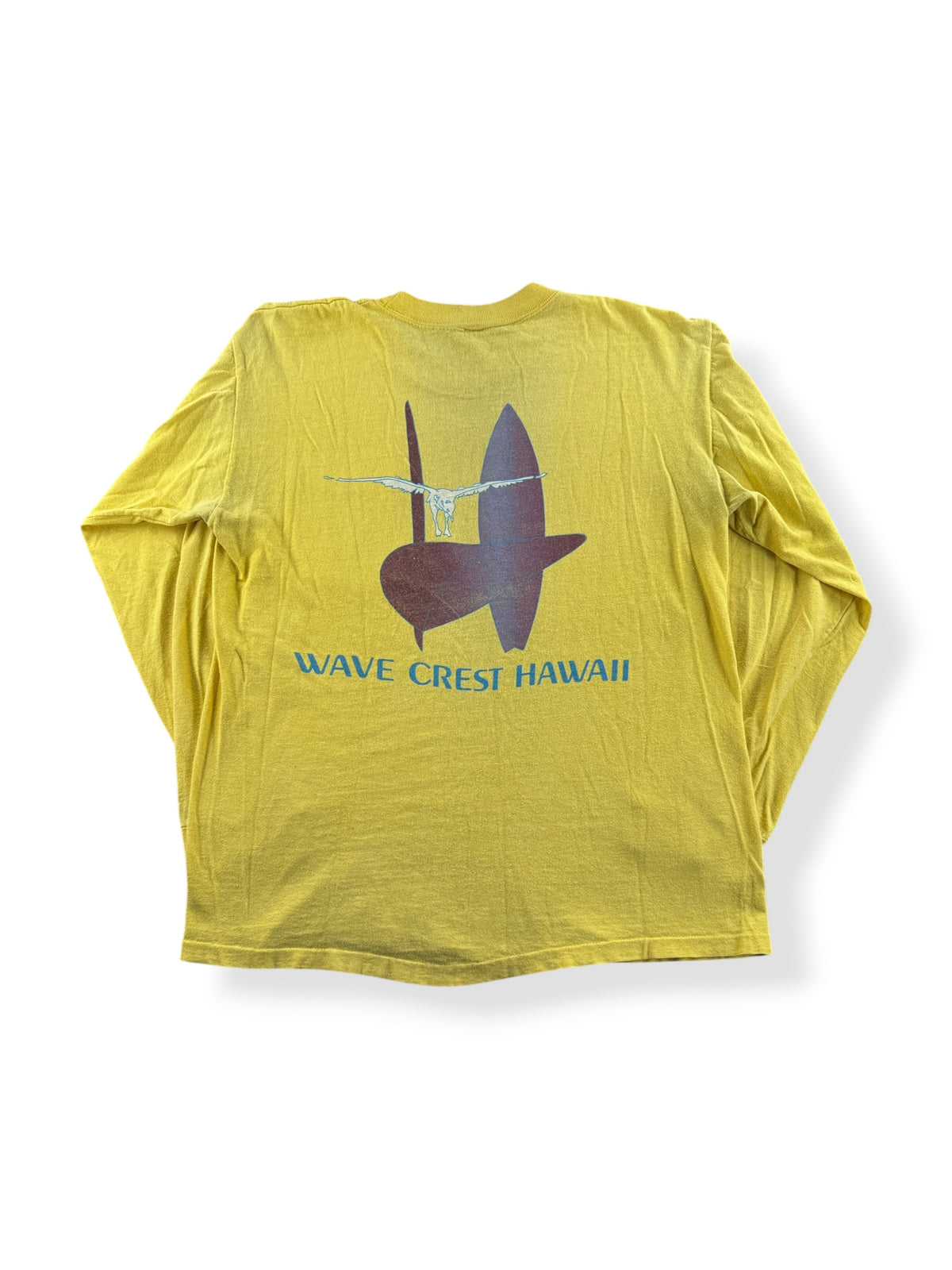 Back of Vintage Wave Crest Hawaii LS Tee SZ M