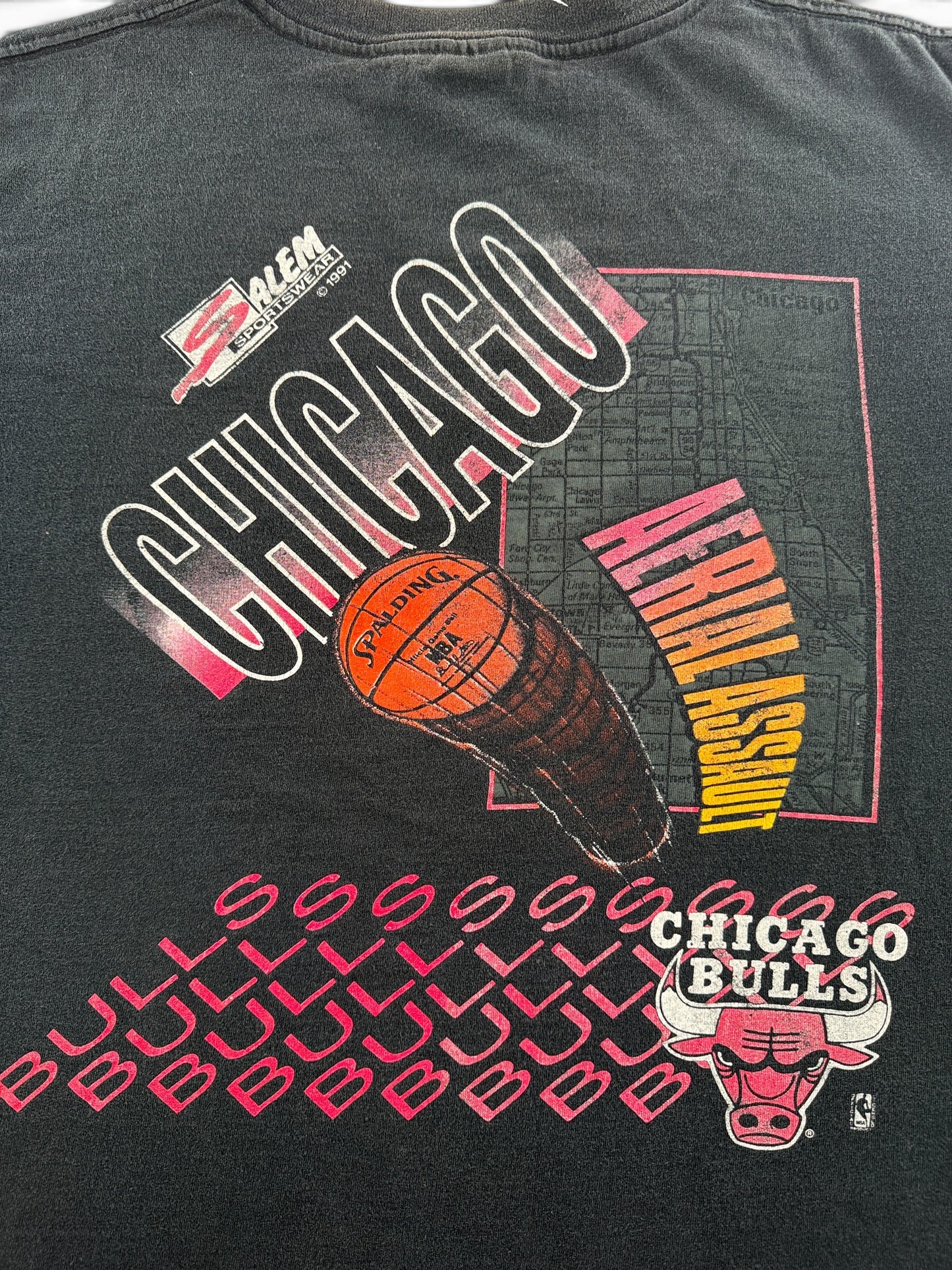 Back graphic on Vintage '91 Chicago Bulls Basketball Tee SZ XL