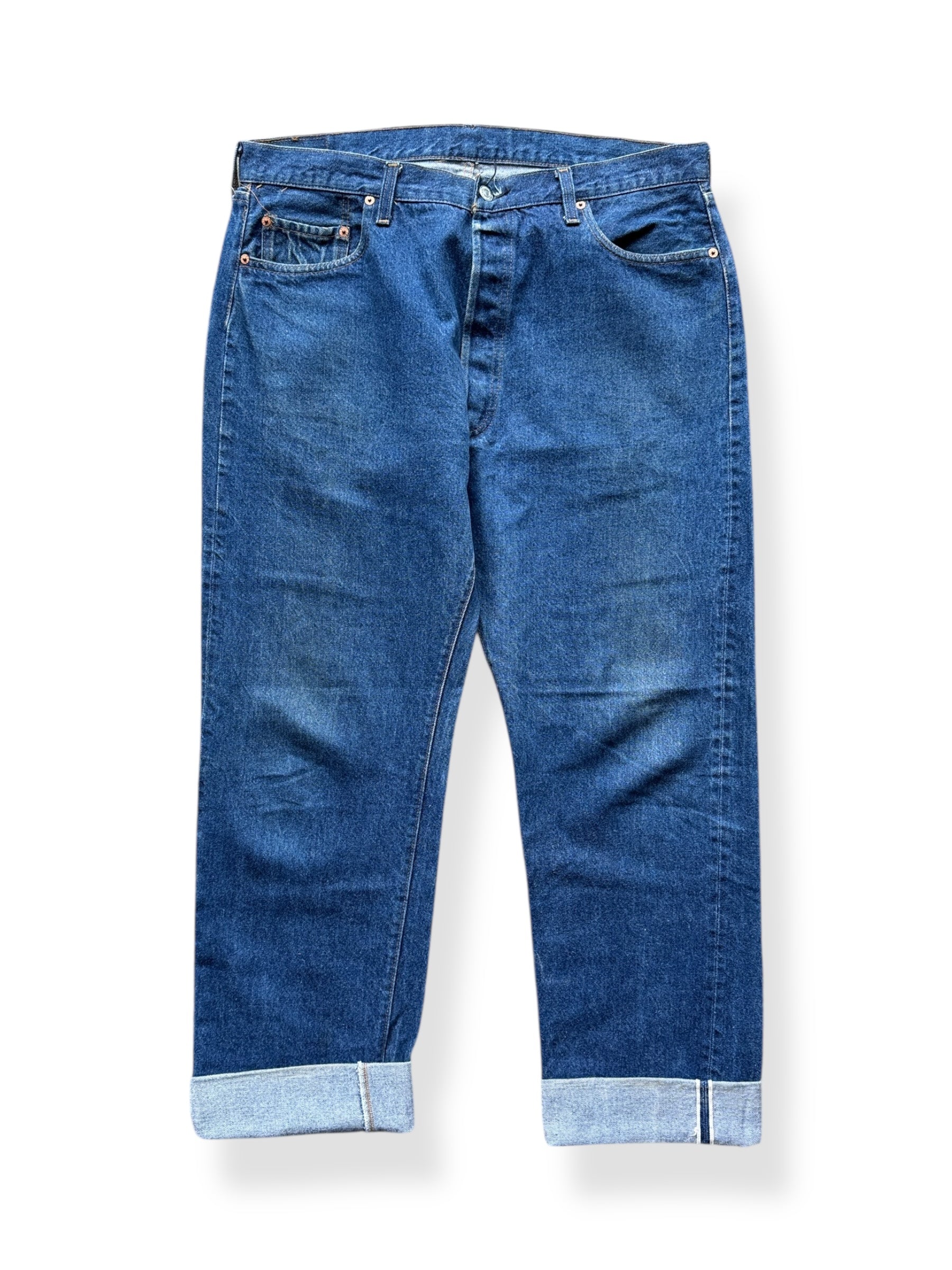 Front of Vintage Dark Levis 501 Redline Jeans W38