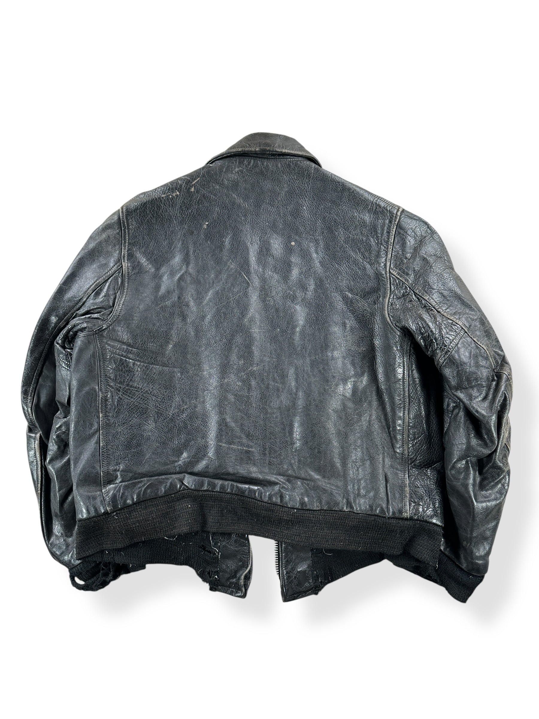 Back of Vintage Distressed Kurland by Star Sportswear Leather Jacket SZ M AS IS