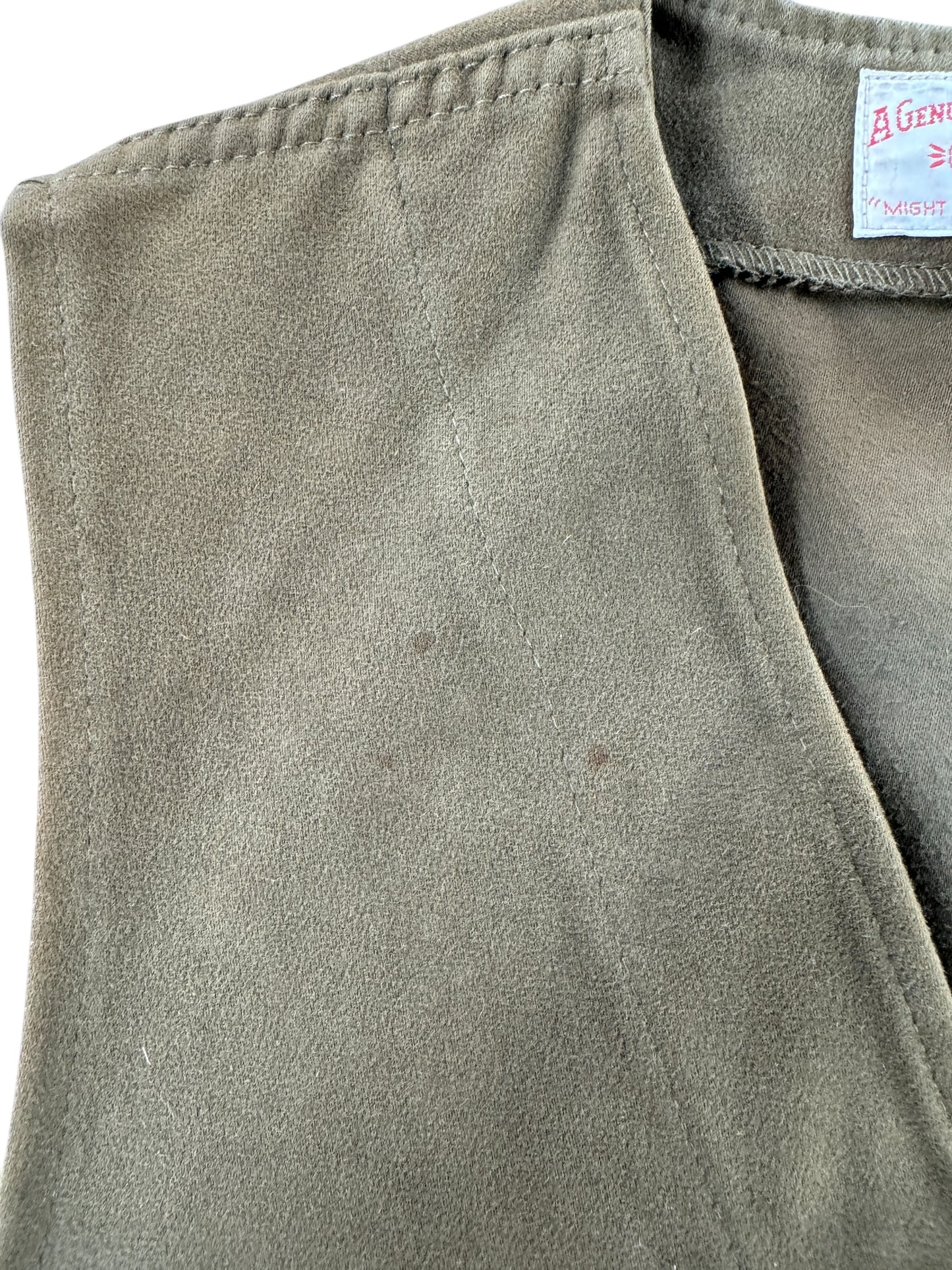 Stain on Vintage Olive Green Filson Moleskin Vest SZ 40