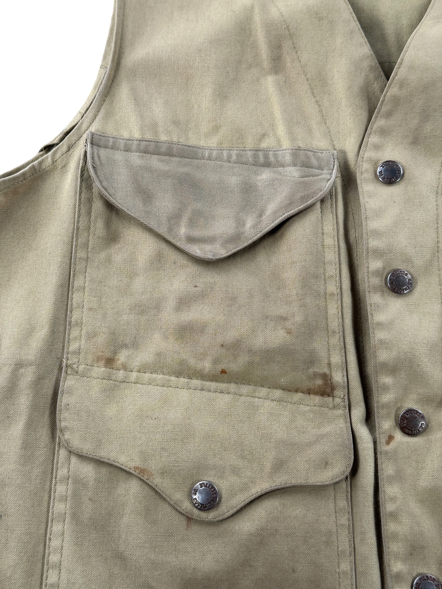 Added pocket flap on Vintage Filson Tin Cloth Vest SZ 40