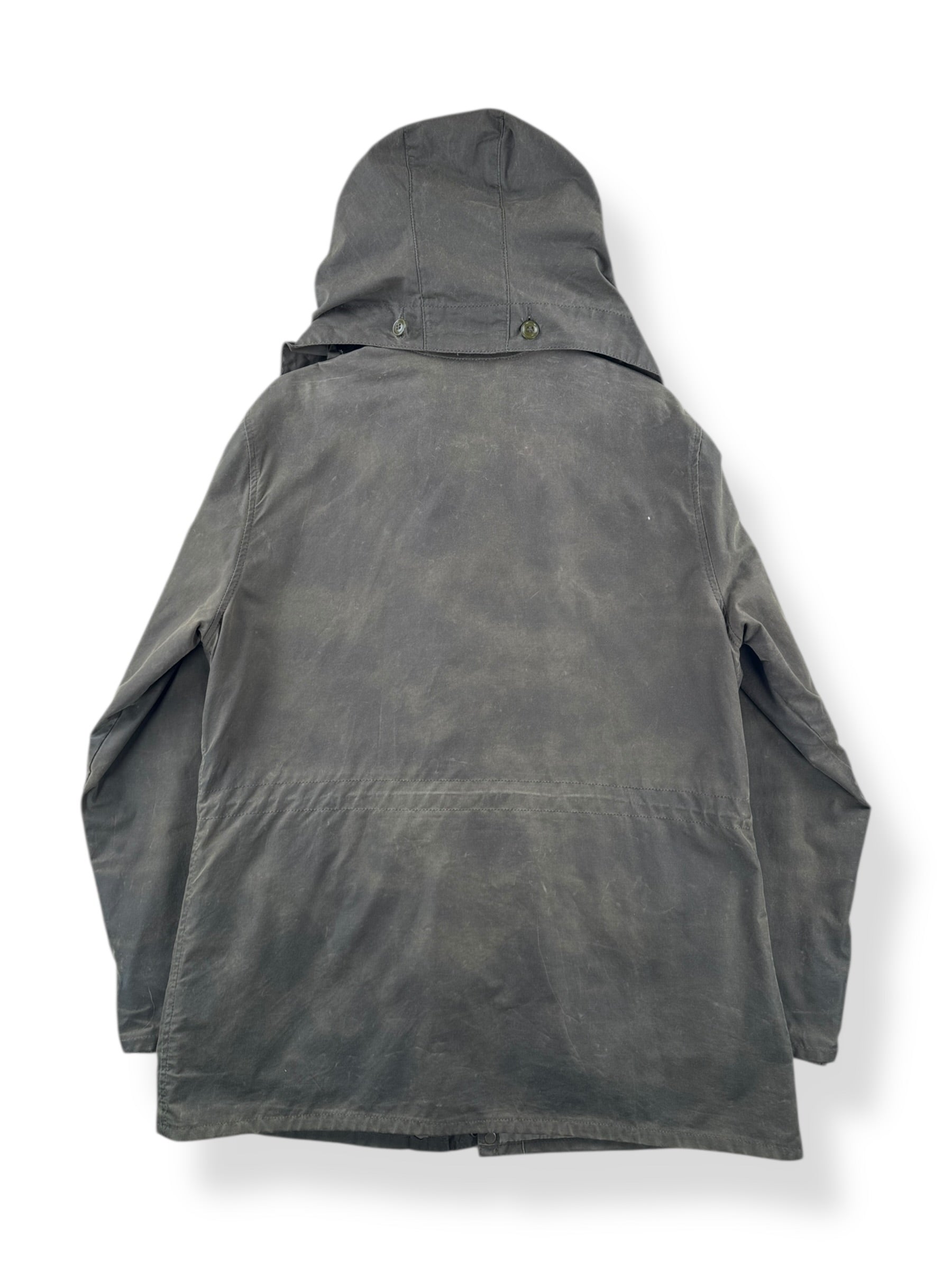 Back of Filson Otter Green Cover Cloth Mile Marker Jacket SZ L