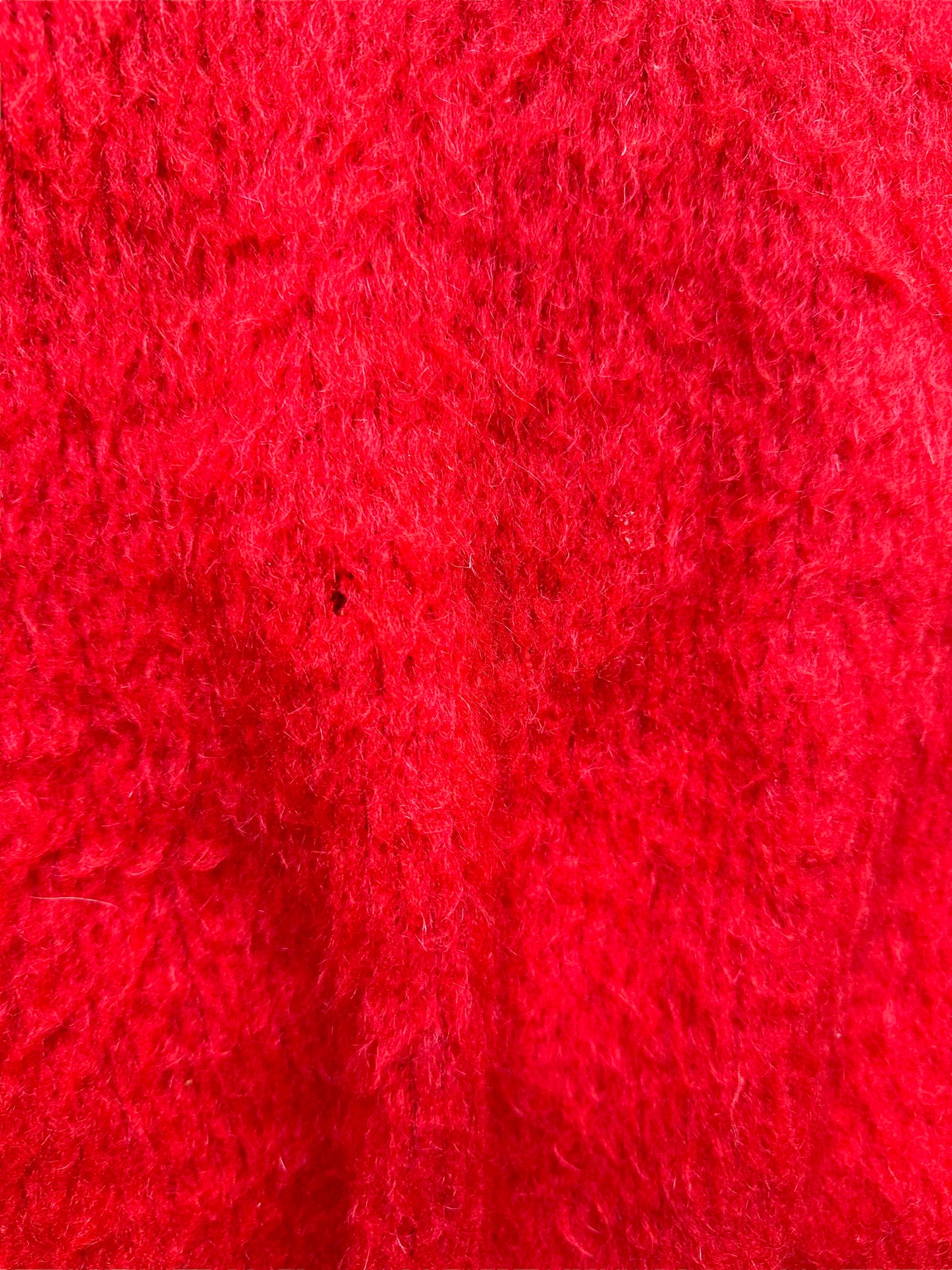 Small Hole on Front of Vintage Brentwood Red Mohair Sweater SZ L | Vintage Mohair Sweater Seattle | Barn Owl Vintage Goods