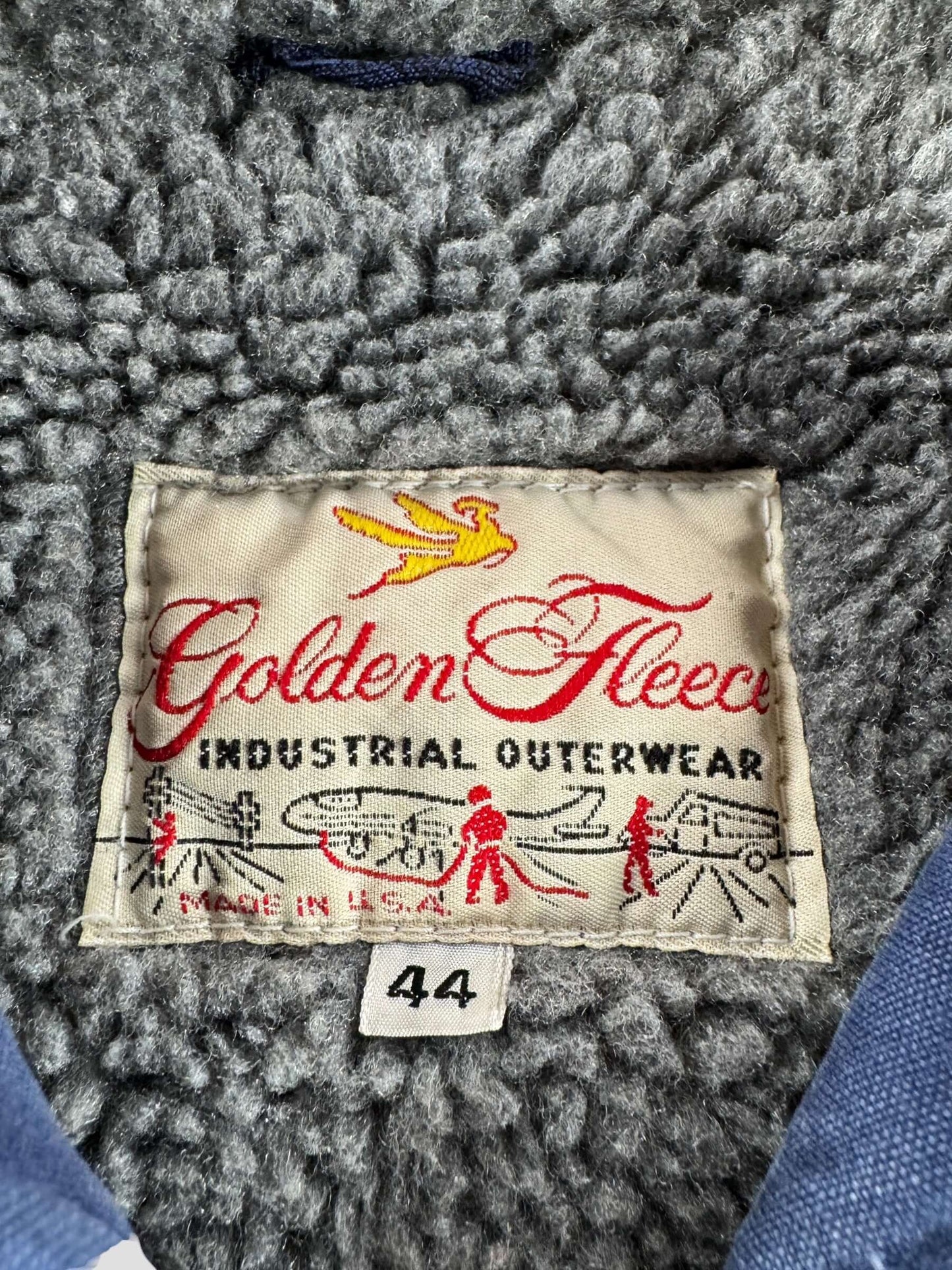 Label on Vintage Navy Blue Civilian Golden Fleece Deck Jacket SZ 44