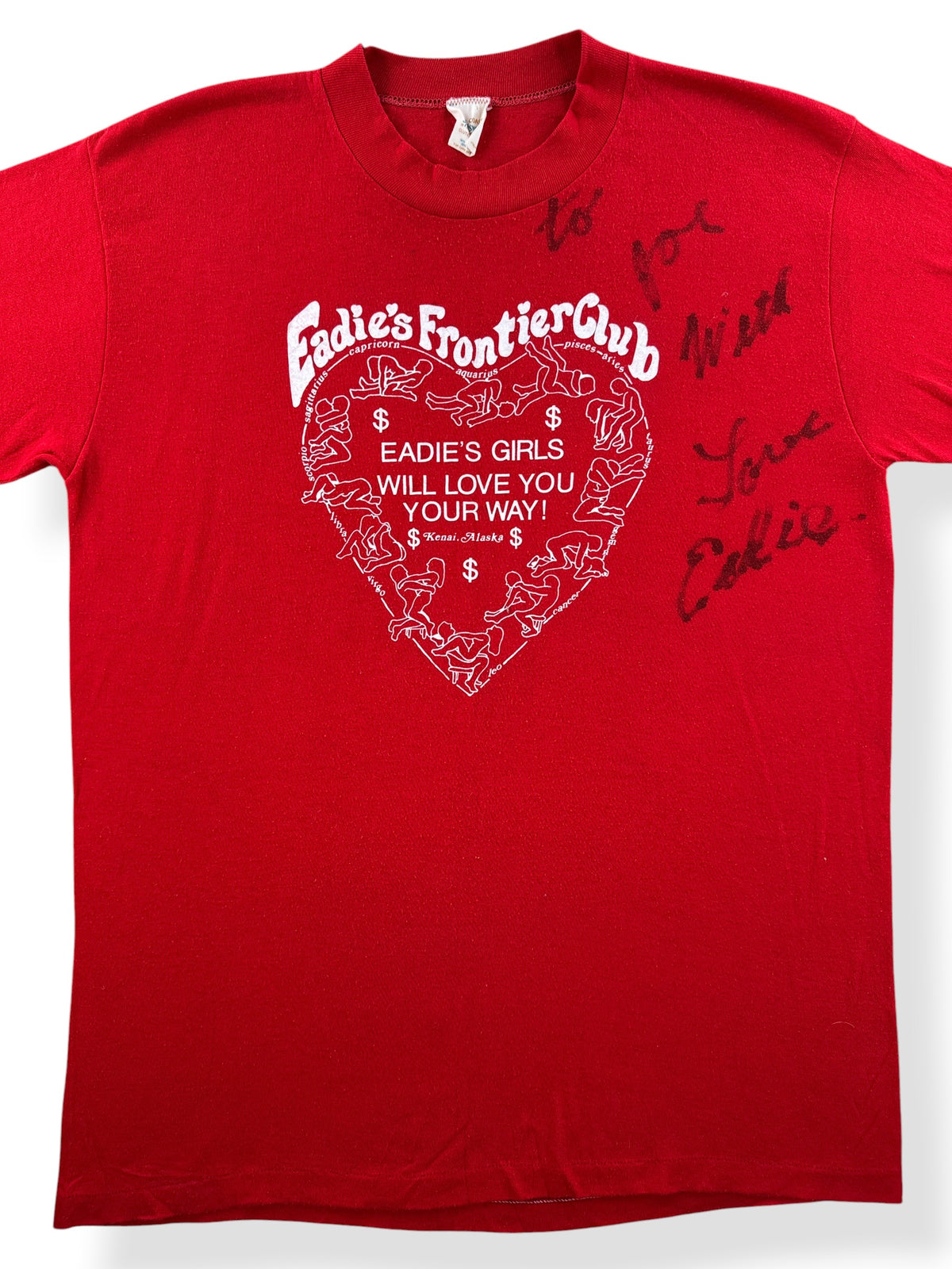 Close-up of Vintage Alaska Brothel Tee SZ XL (Fits L)
