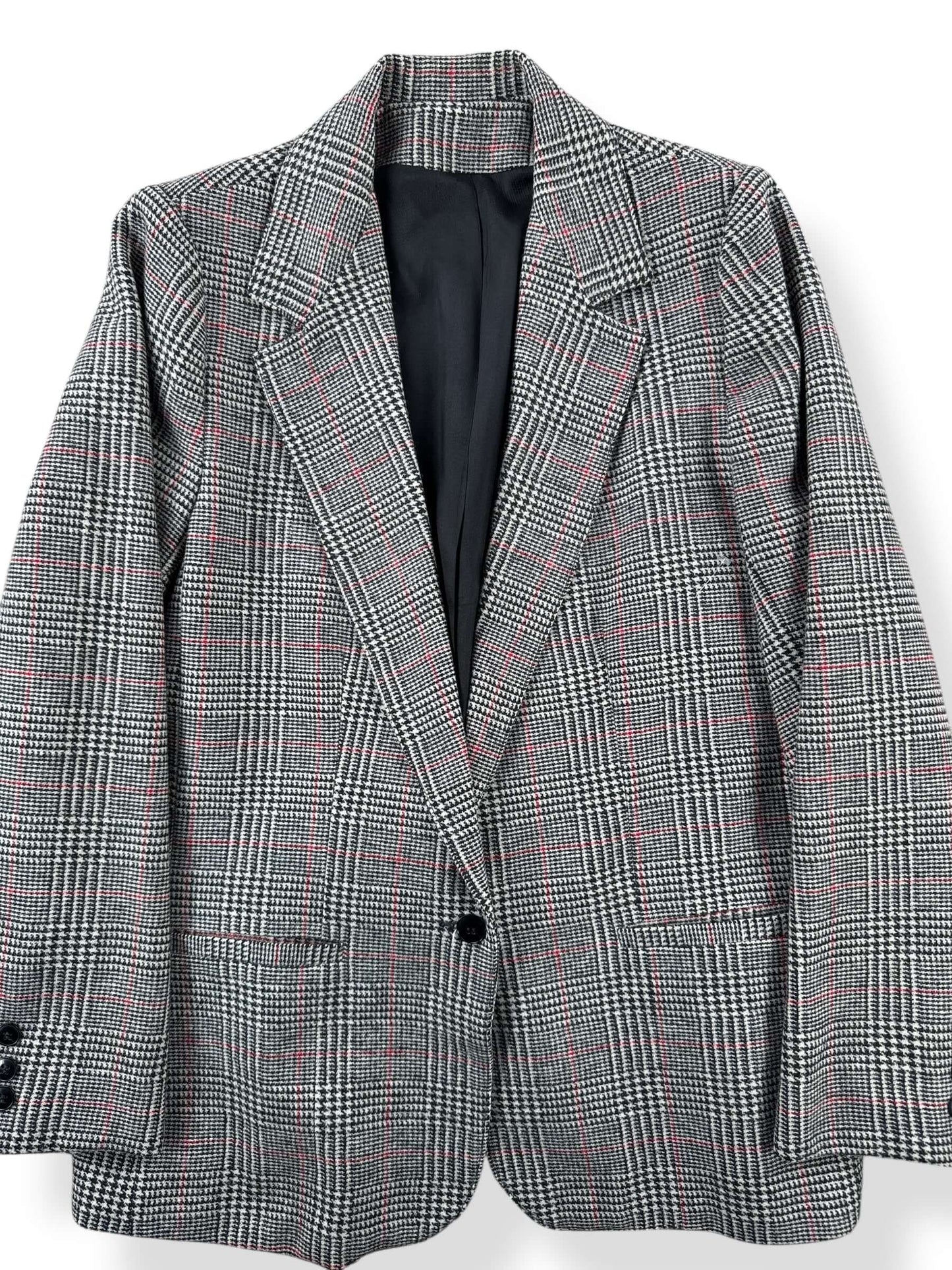 Front of Vintage 70s Preppy Plaid Wool Blazer SZ 12