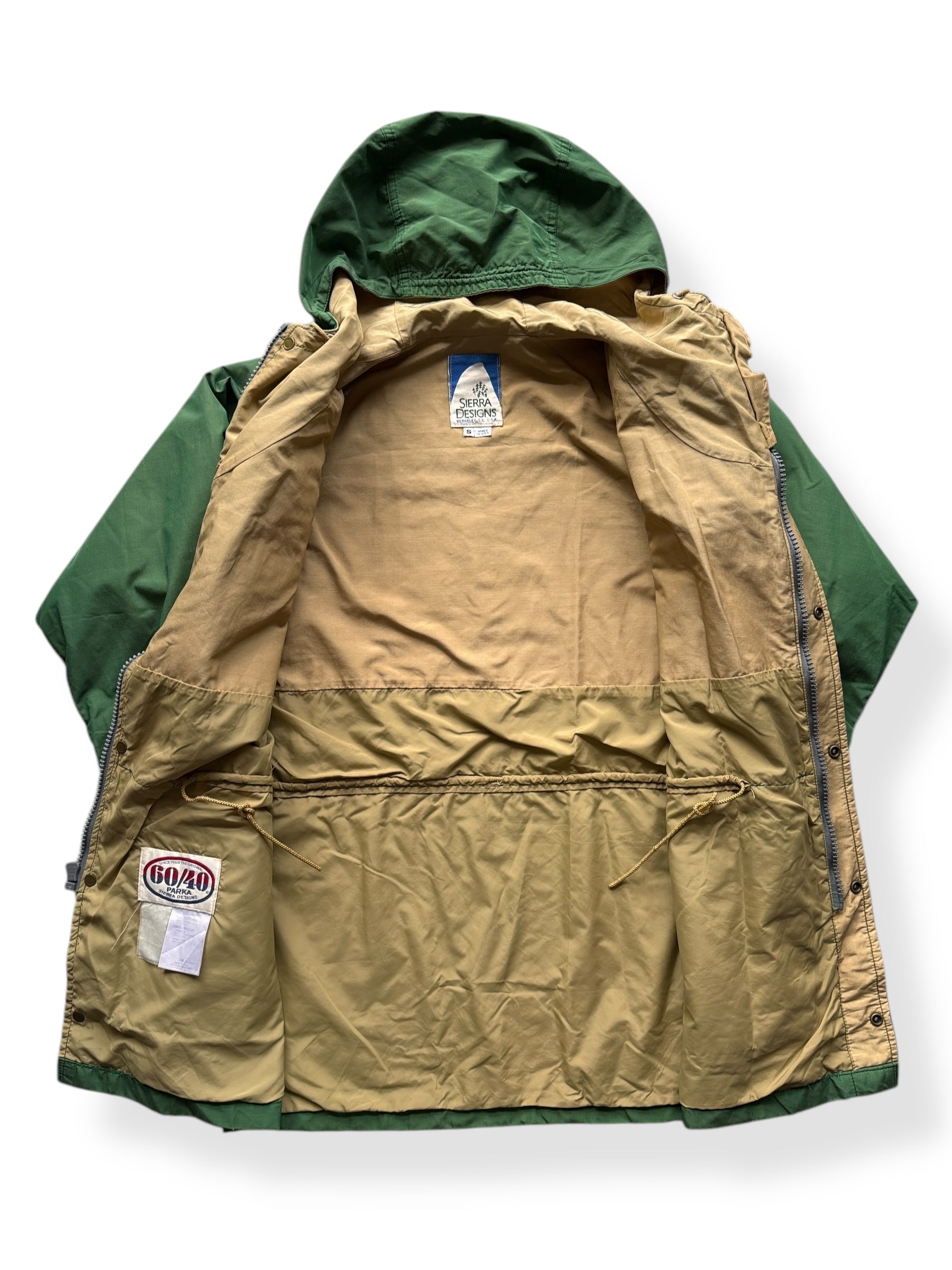 Inside of Vintage Sierra Designs Green Rain Parka SZ S