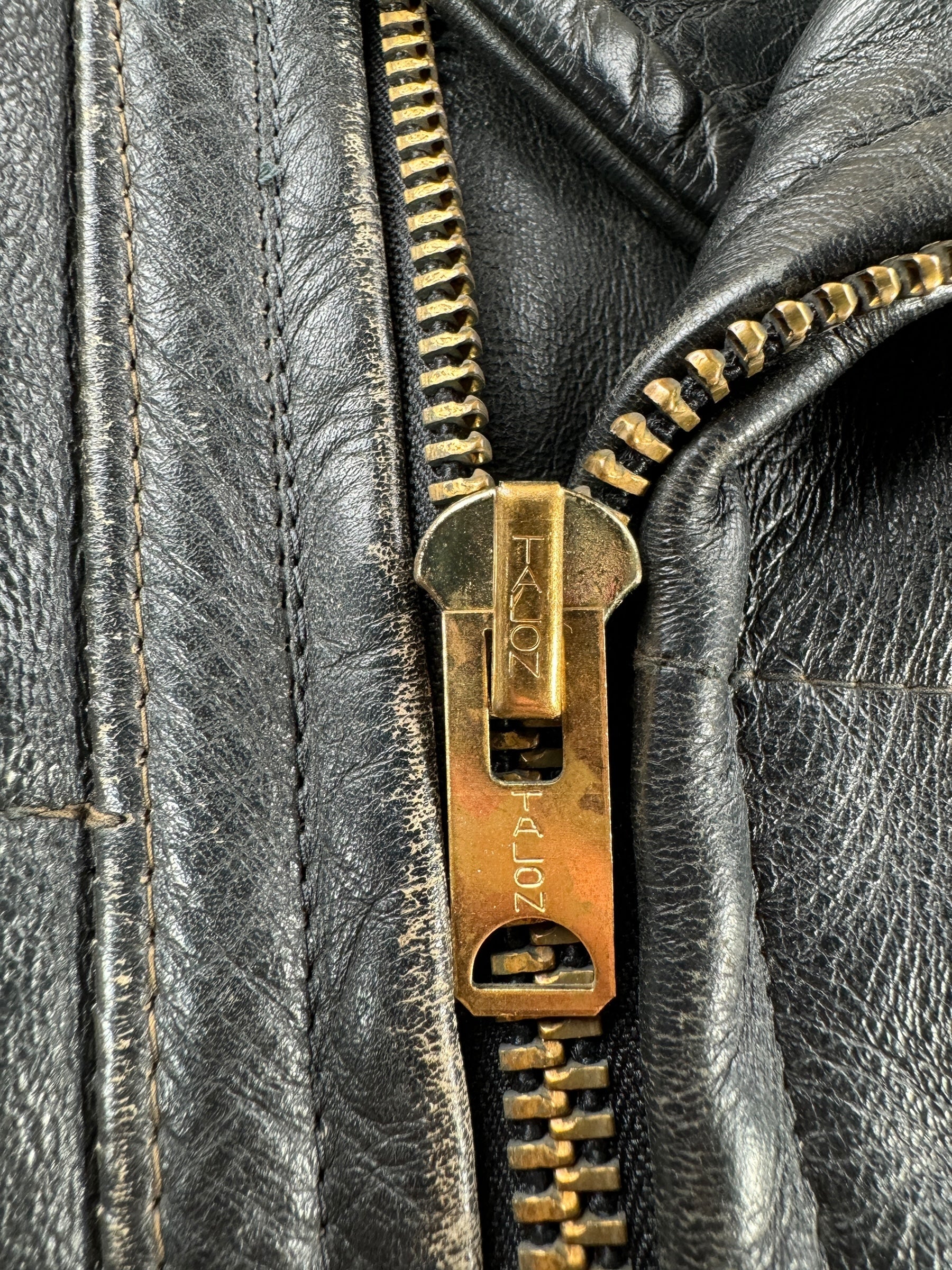 Zipper on Vintage 60s Leather Jacket SZ M