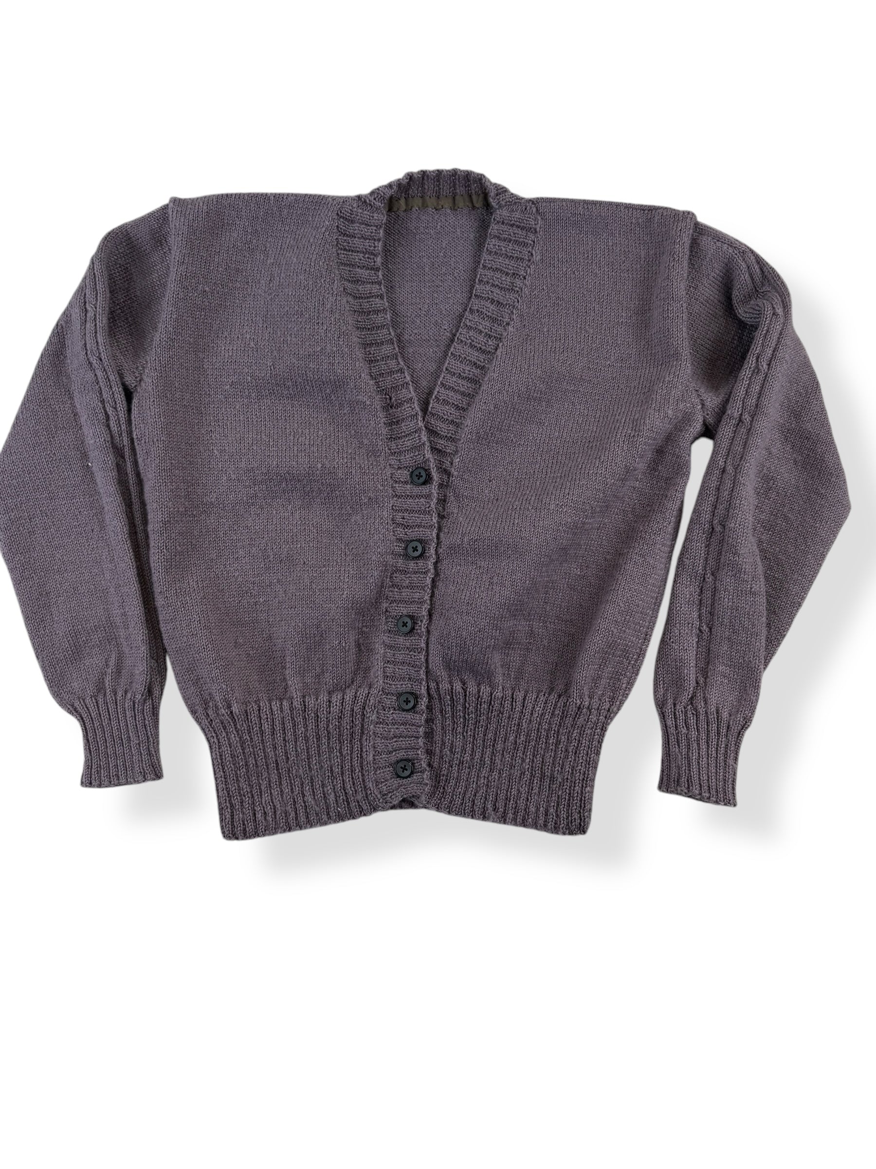 Front view of 1940s Handmade Purple Cardigan M