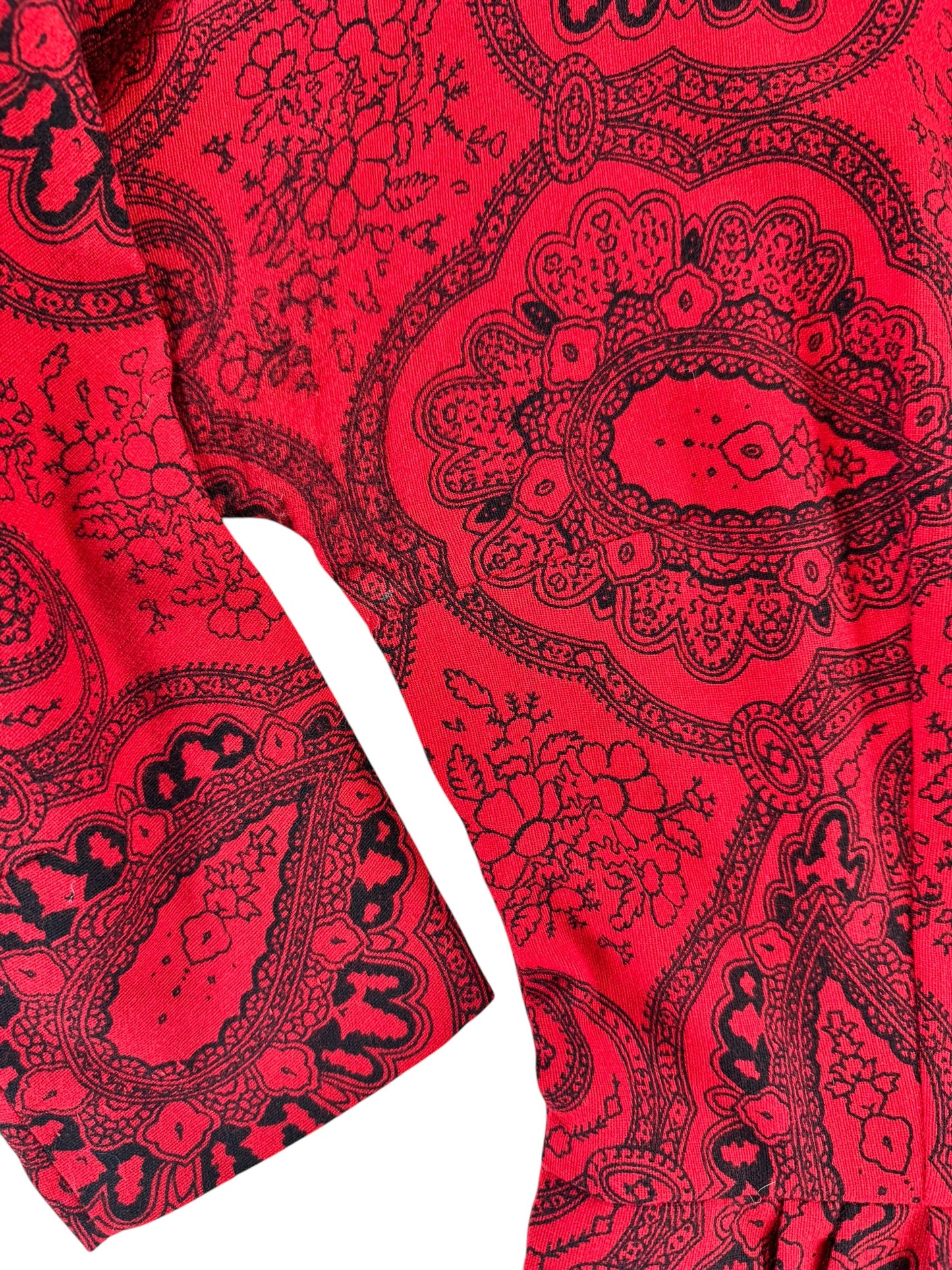 Underarm wear 1950s Red Paisley Wiggle Dress M