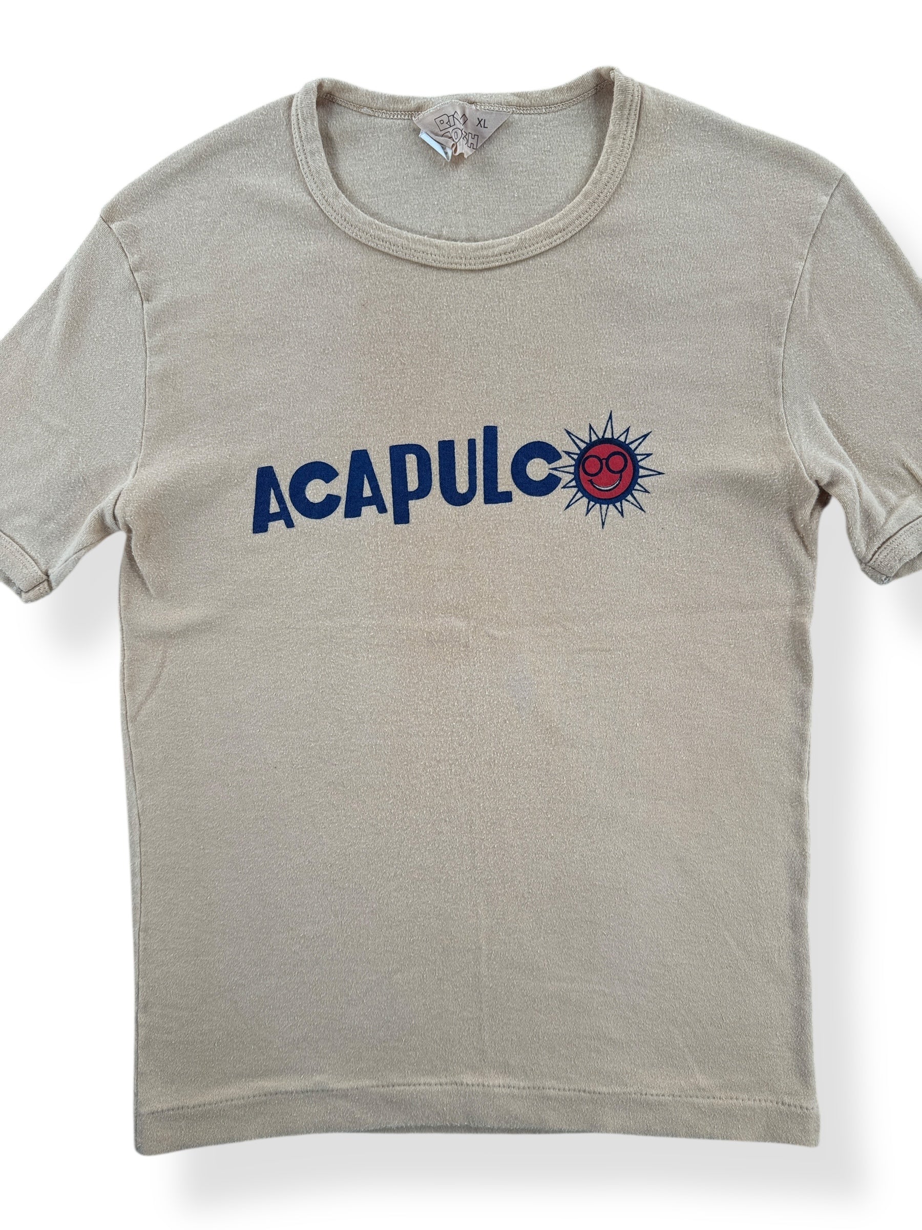 Front Close Up of Vintage Brown Acapulco MX Tee SZ S