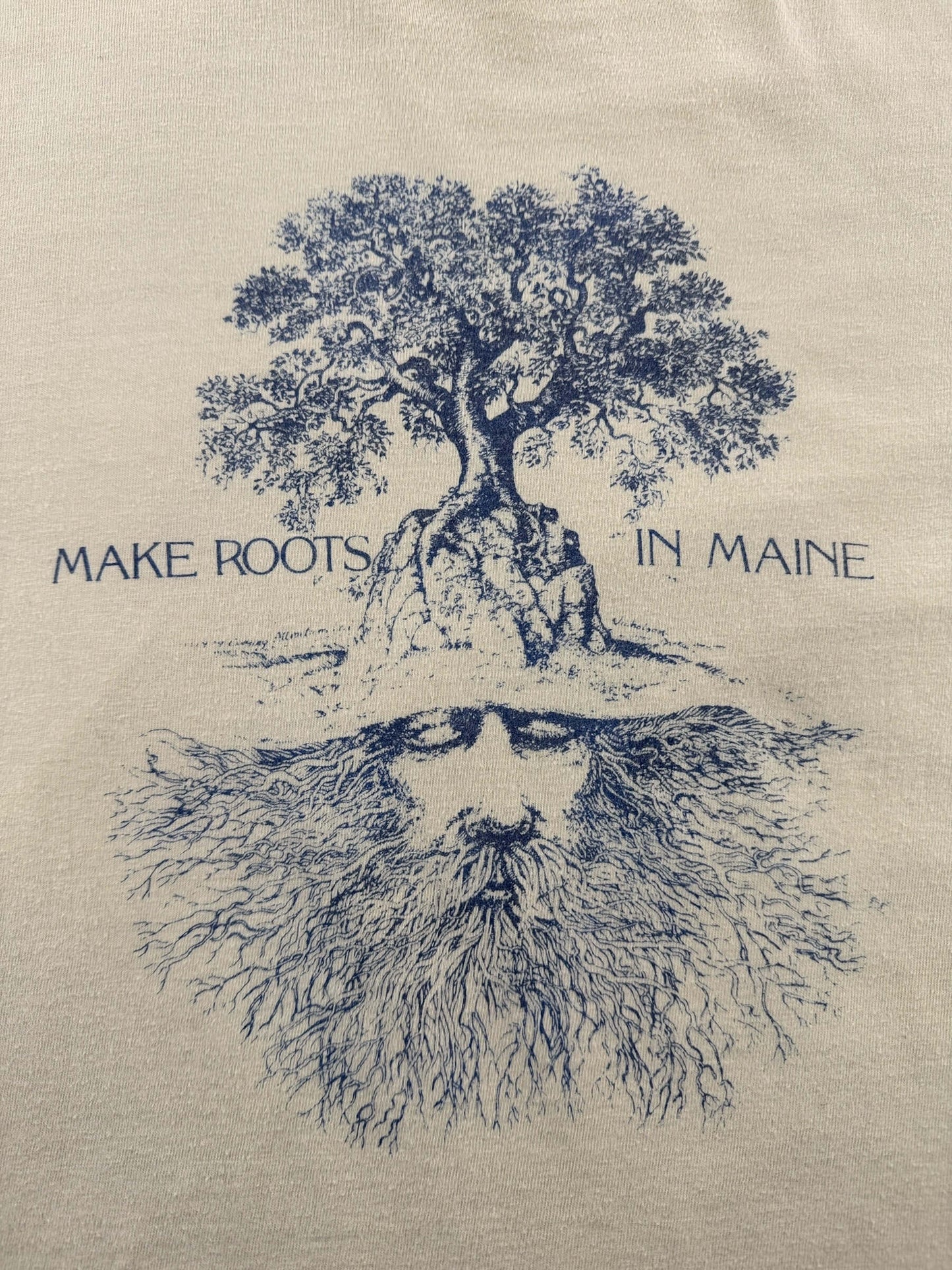 Graphic of Vintage Make Roots In Maine Long Sleeve Tee SZ L (Fits M)