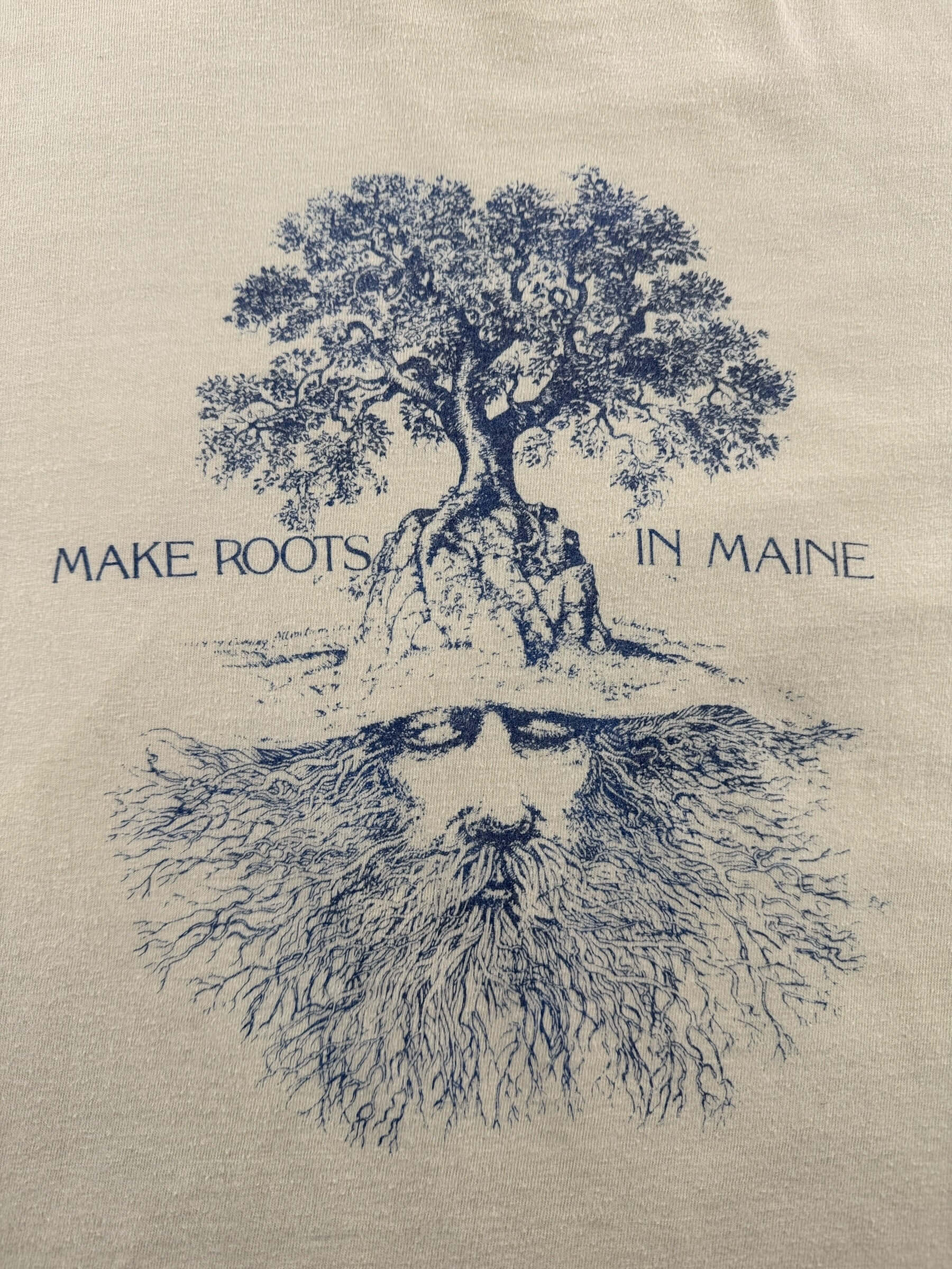 Graphic of Vintage Make Roots In Maine Long Sleeve Tee SZ L (Fits M)