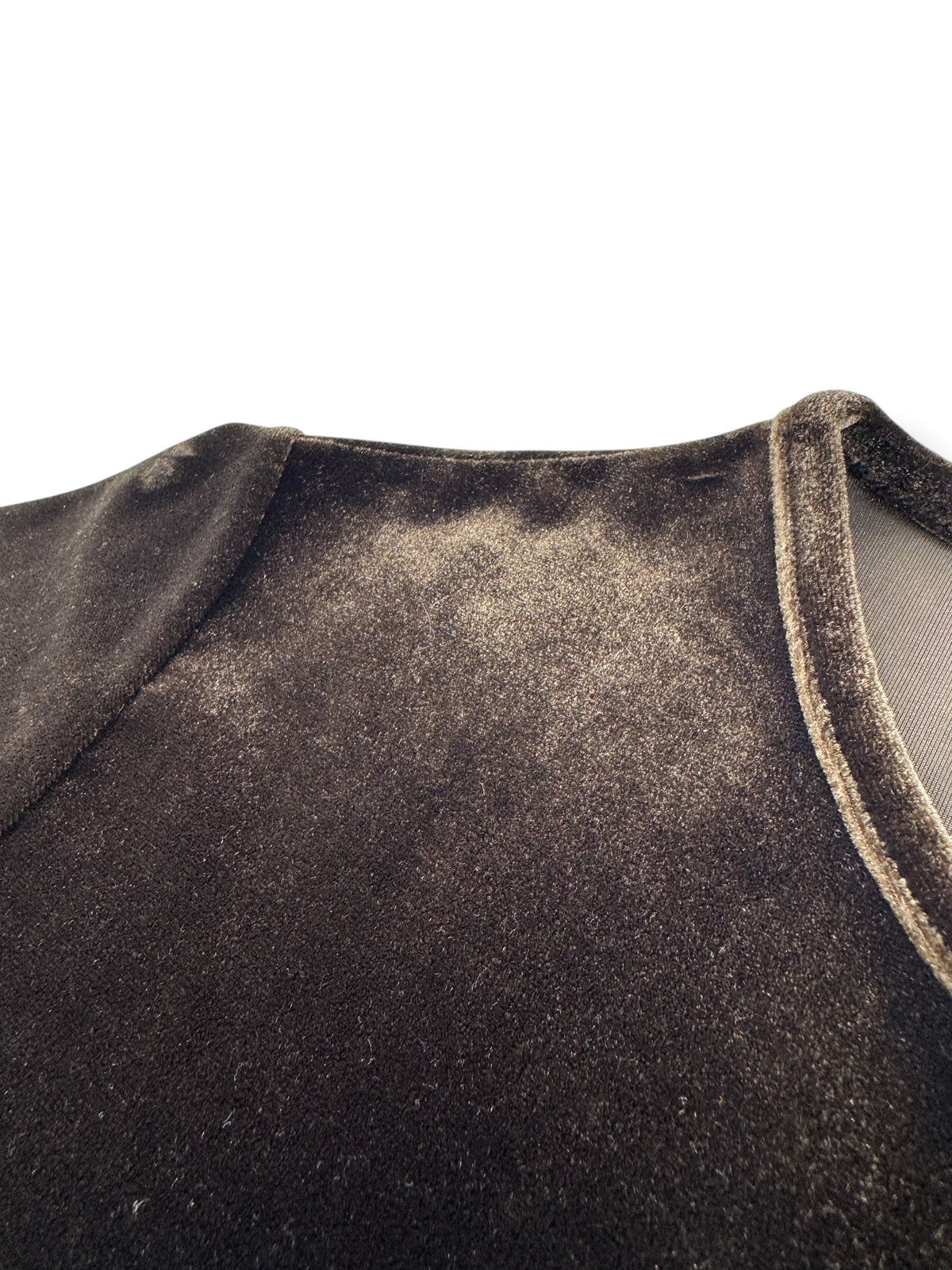 Sheen on Vintage 90s Brown Velvet Short Sleeve Shirt SZ M