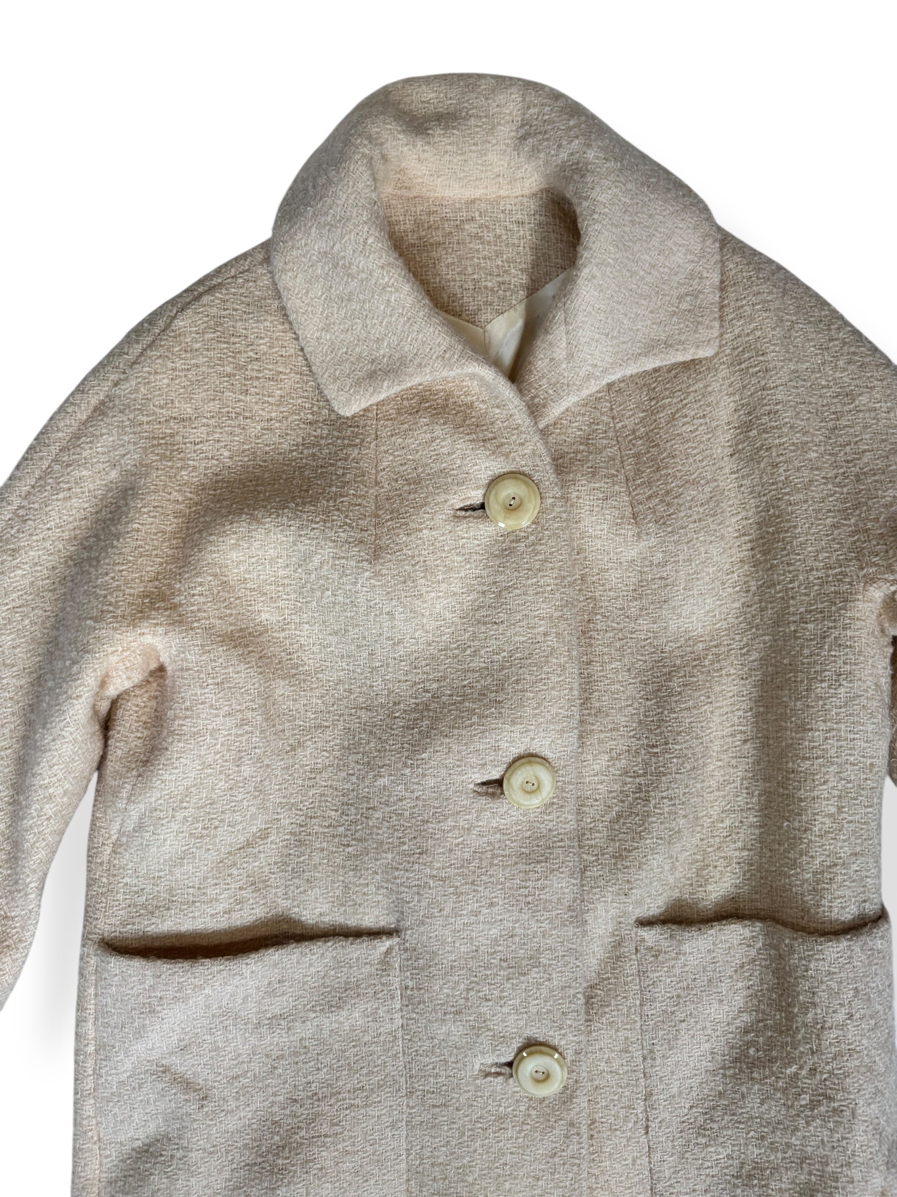 Front 1960s Cream Bouclé Coat M