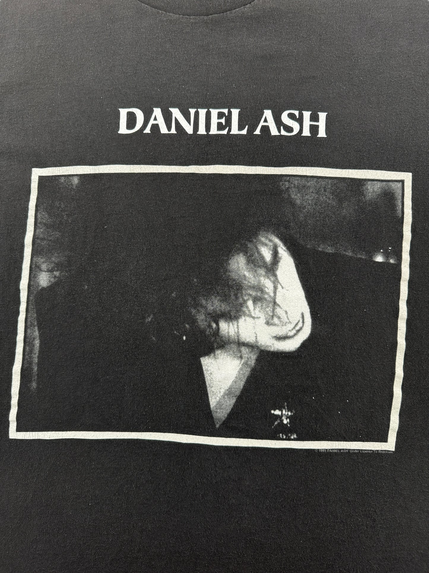 Front Graphic of Vintage Daniel Ash Here She Comes Brockum Tour Tee SZ XL