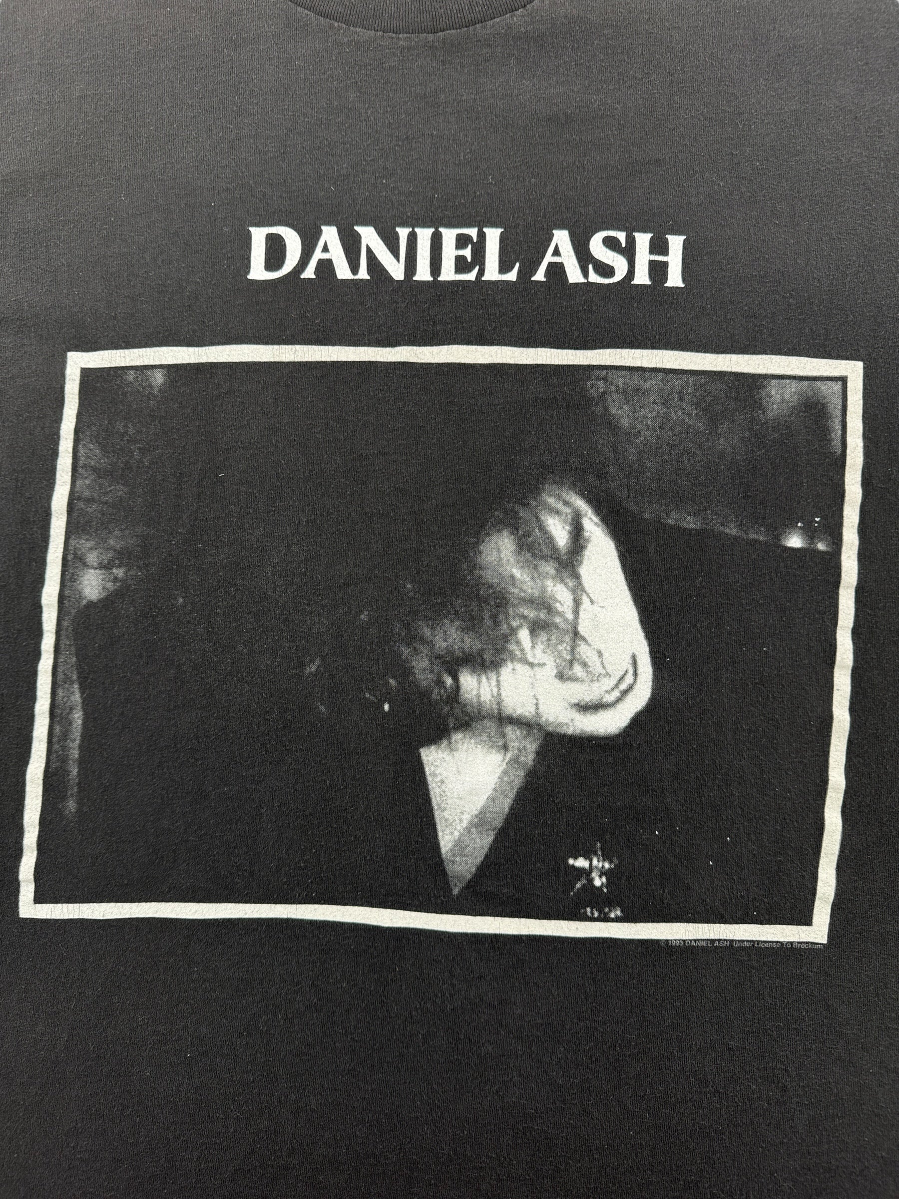 Front Graphic of Vintage Daniel Ash Here She Comes Brockum Tour Tee SZ XL