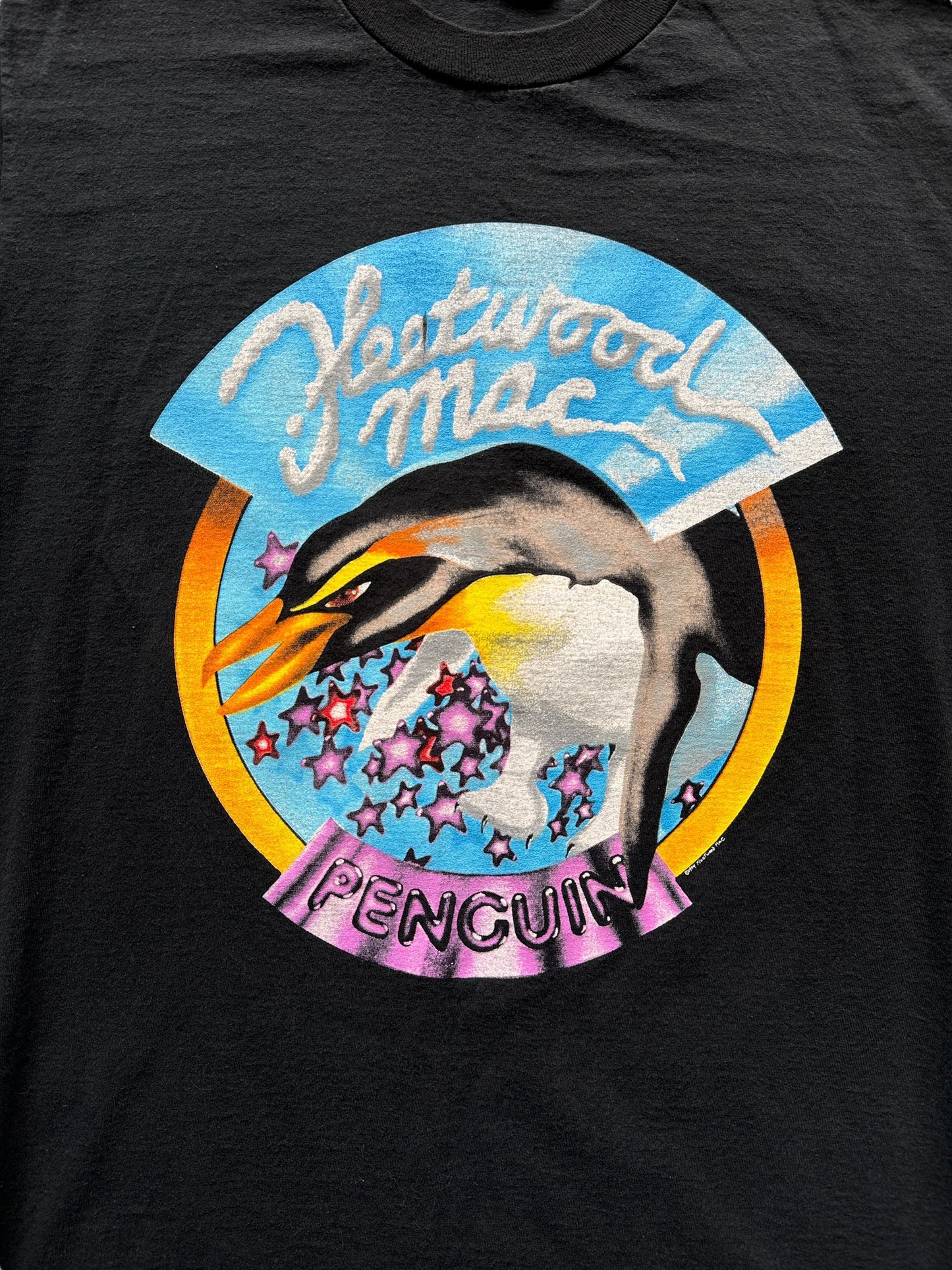 front graphic of Vintage Fleetwood Mac Penguin Band Tee SZ L