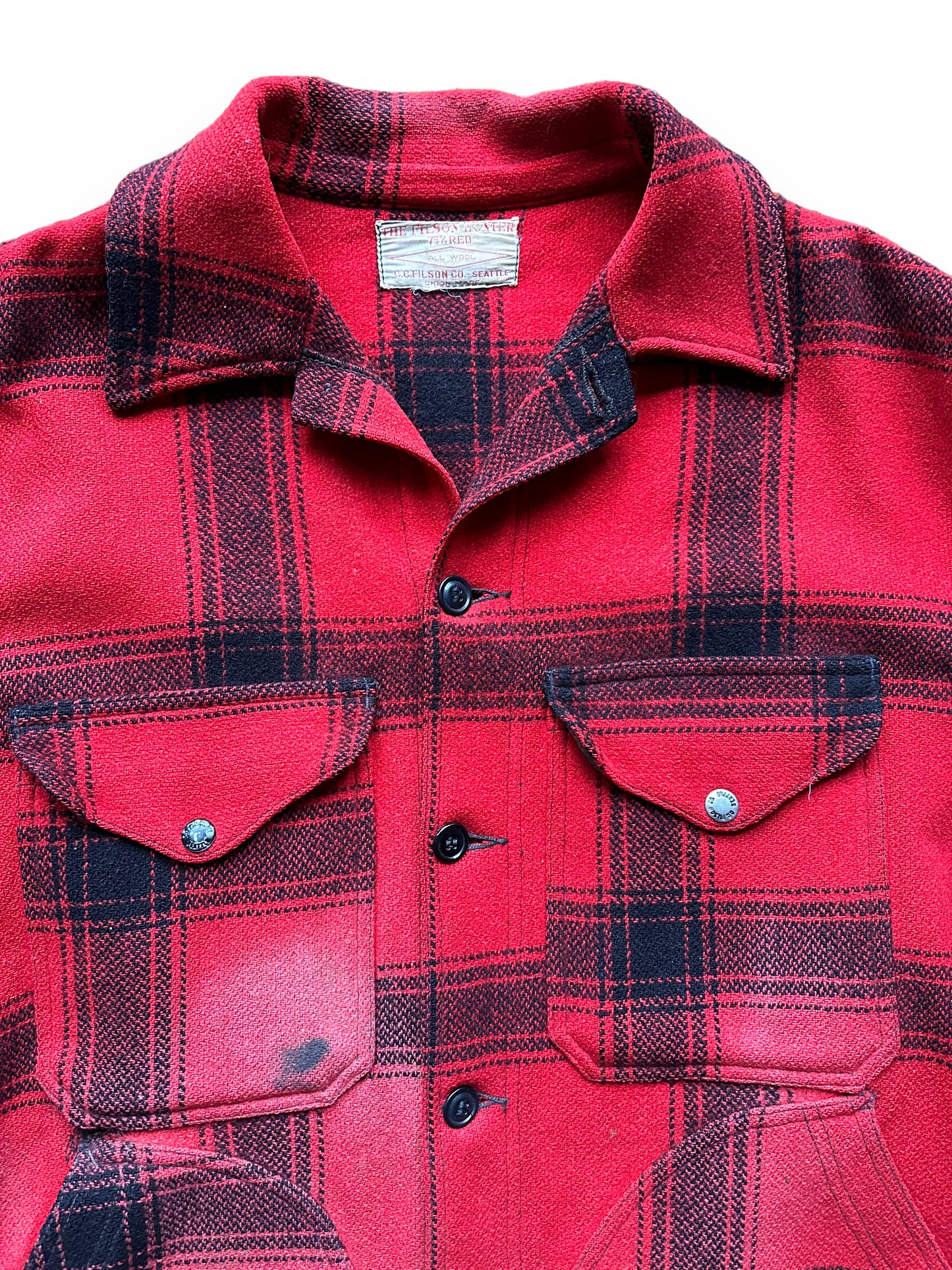 collar + pockets on Vintage 60s Filson Repaired Hunter Jacket SZ 44 |  Barn Owl Vintage Goods | Vintage Filson Workwear Seattle