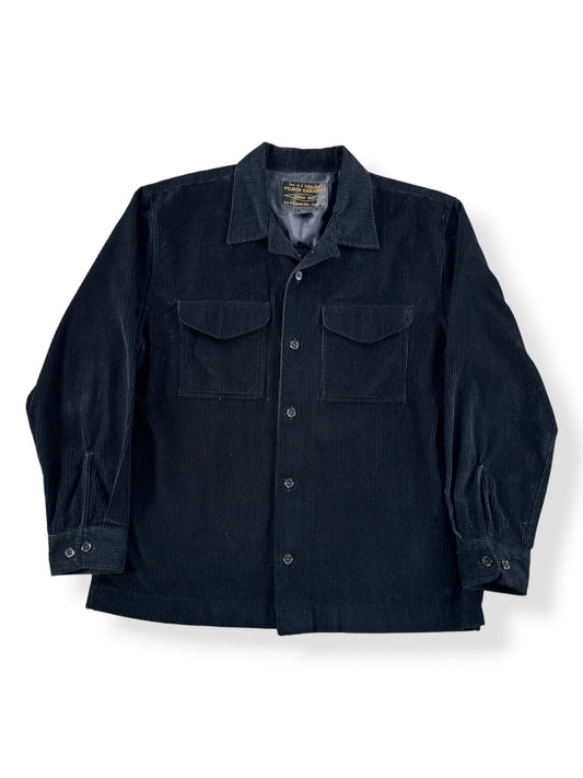 Front of Filson Black Corduroy Shirt Jacket SZ L