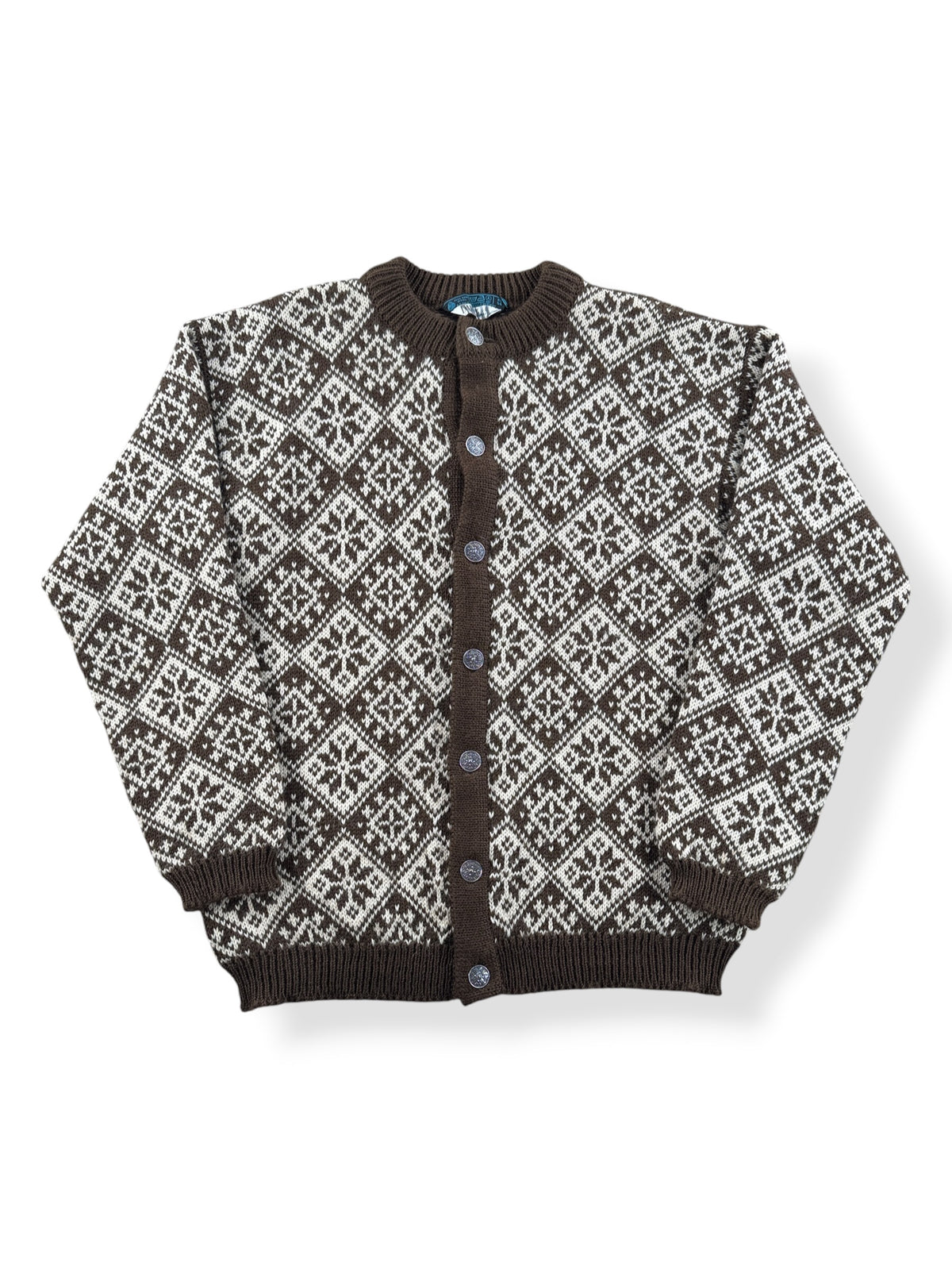 Front of Vintage Dale Of Norway Brown Cardigan SZ XL (Fits M)