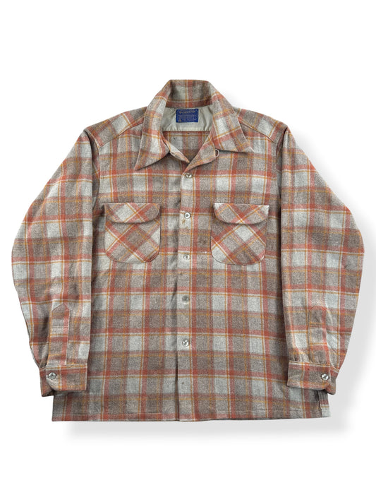 Front of Vintage Pendleton Orange & Beige Board Shirt SZ L - AS IS