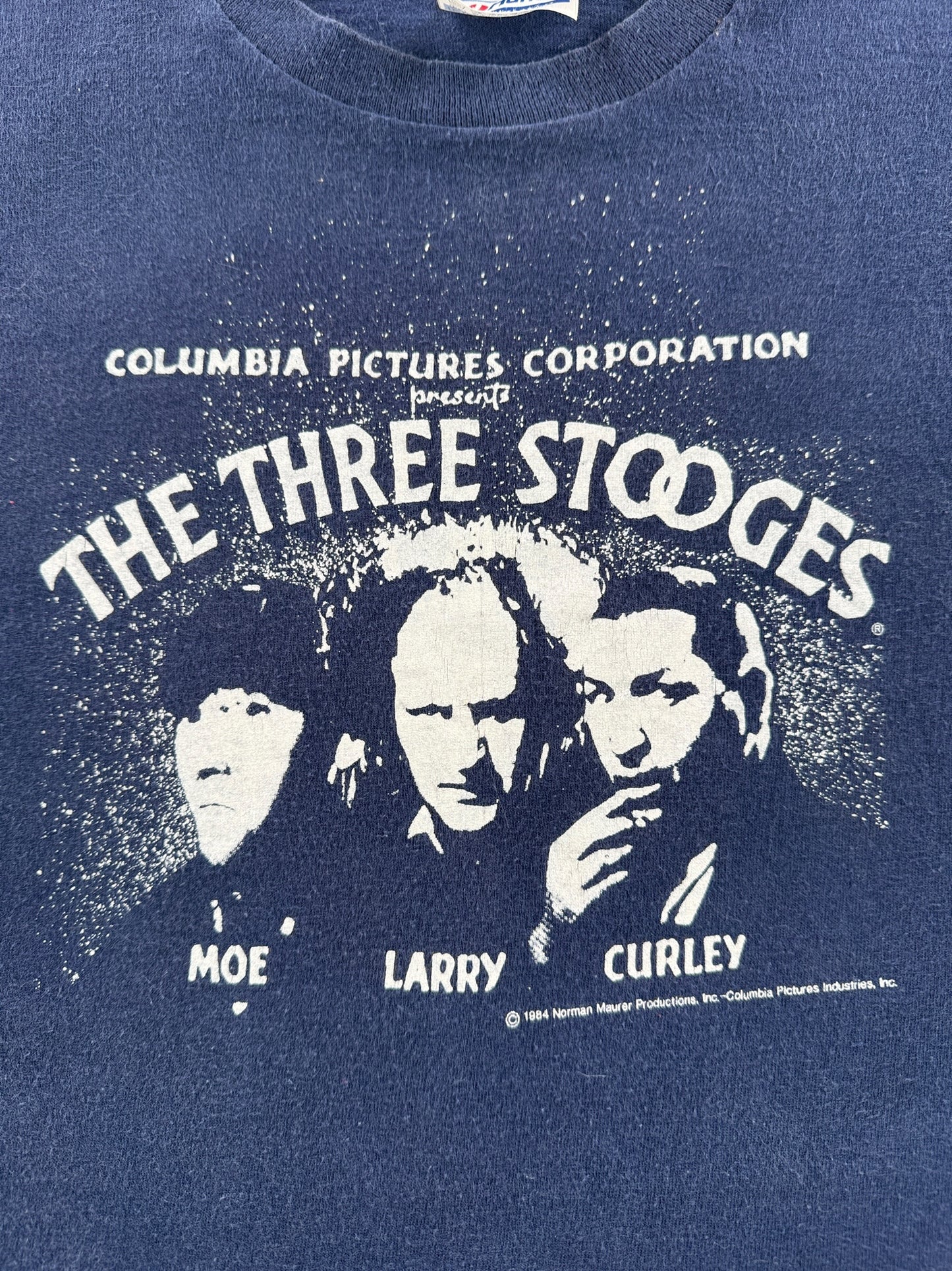 Graphic of Vintage 1984 Three Stooges Tee SZ L (Fits M)