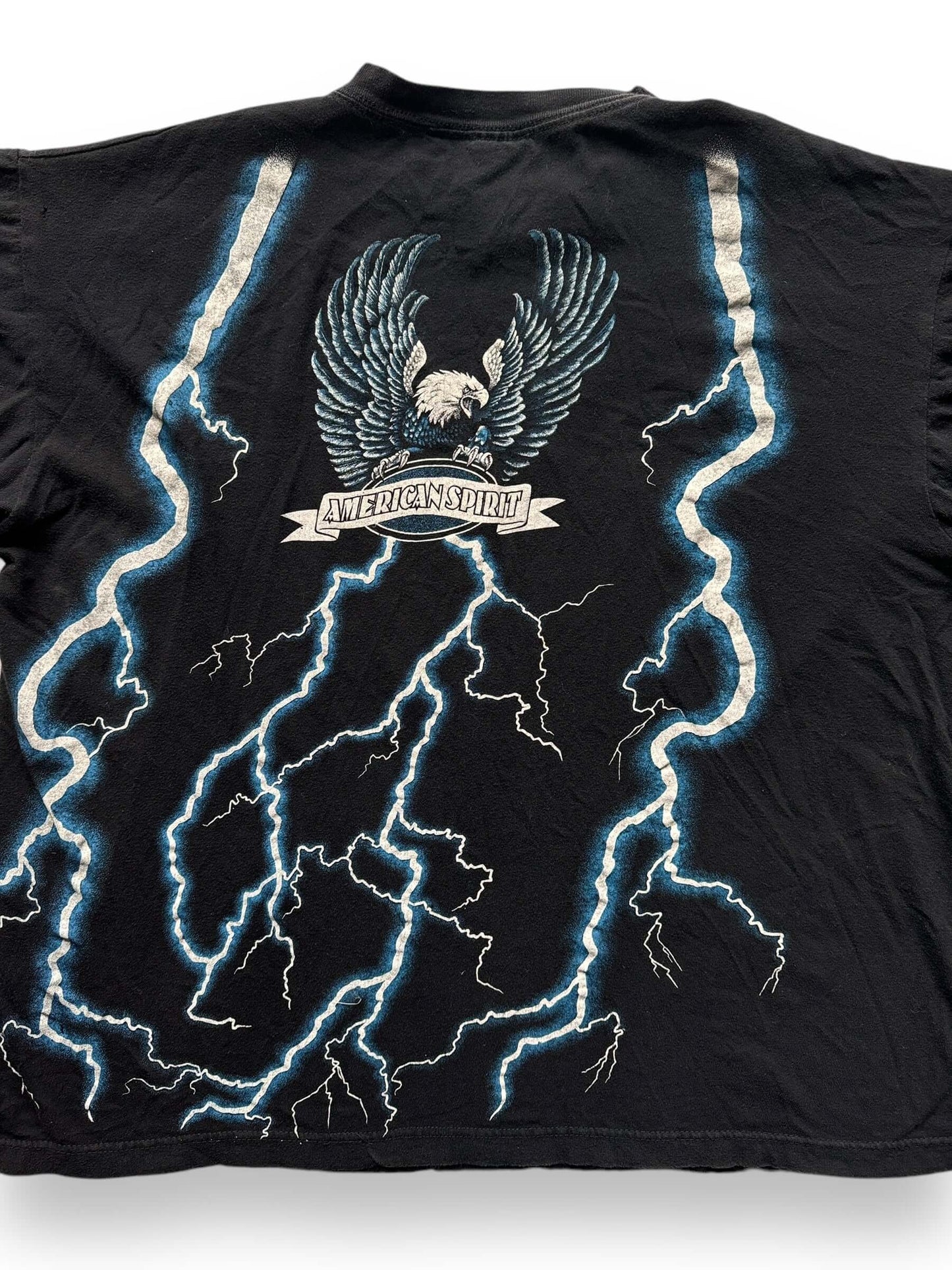 back close up of Vintage Spirit of the Wind Lightning AOP Tee SZ XL