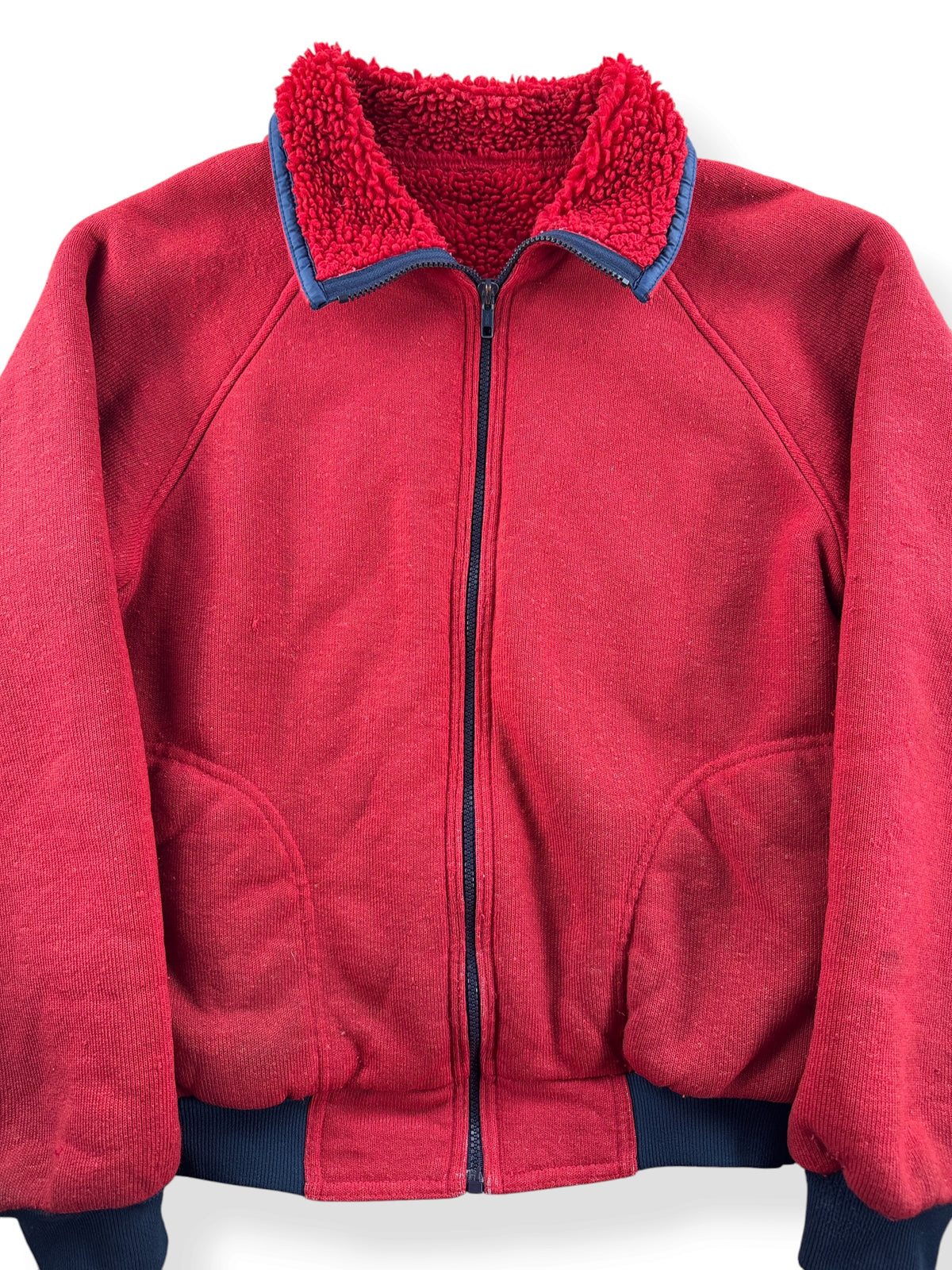 Close-up of Vintage 70s REI Reverse Deep Pile Fleece Jacket SZ M