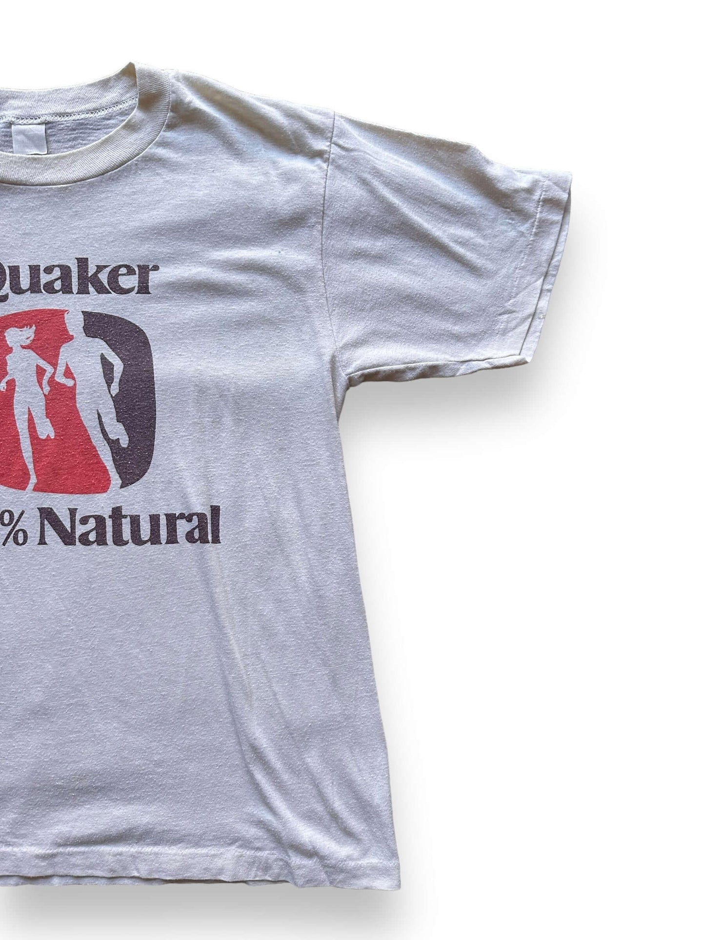 front left of Vintage Quaker 100% Natural Running Tee SZ S