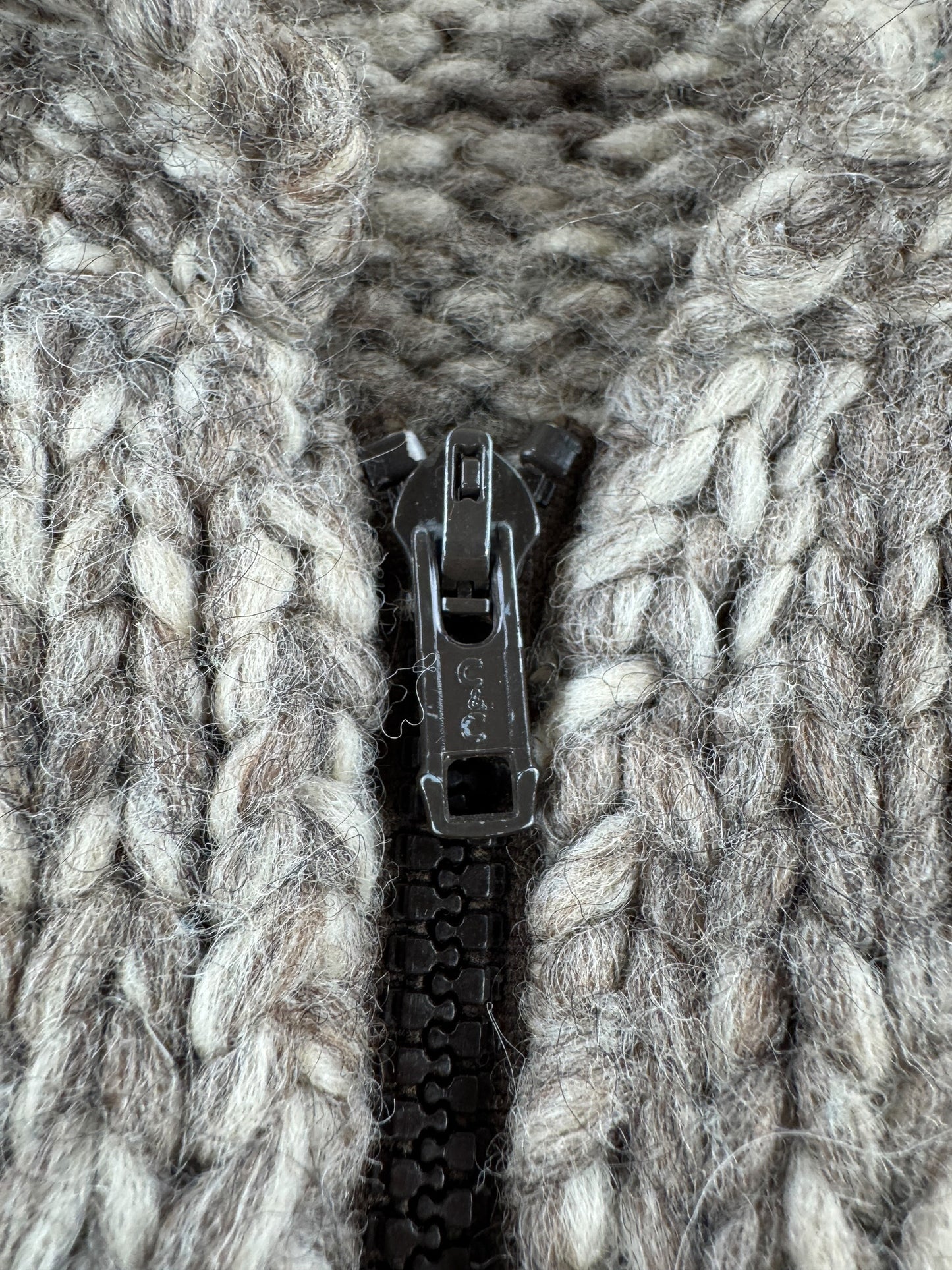 Zipper on Vintage Snowflake Pattern Cowichan Style Sweater SZ M