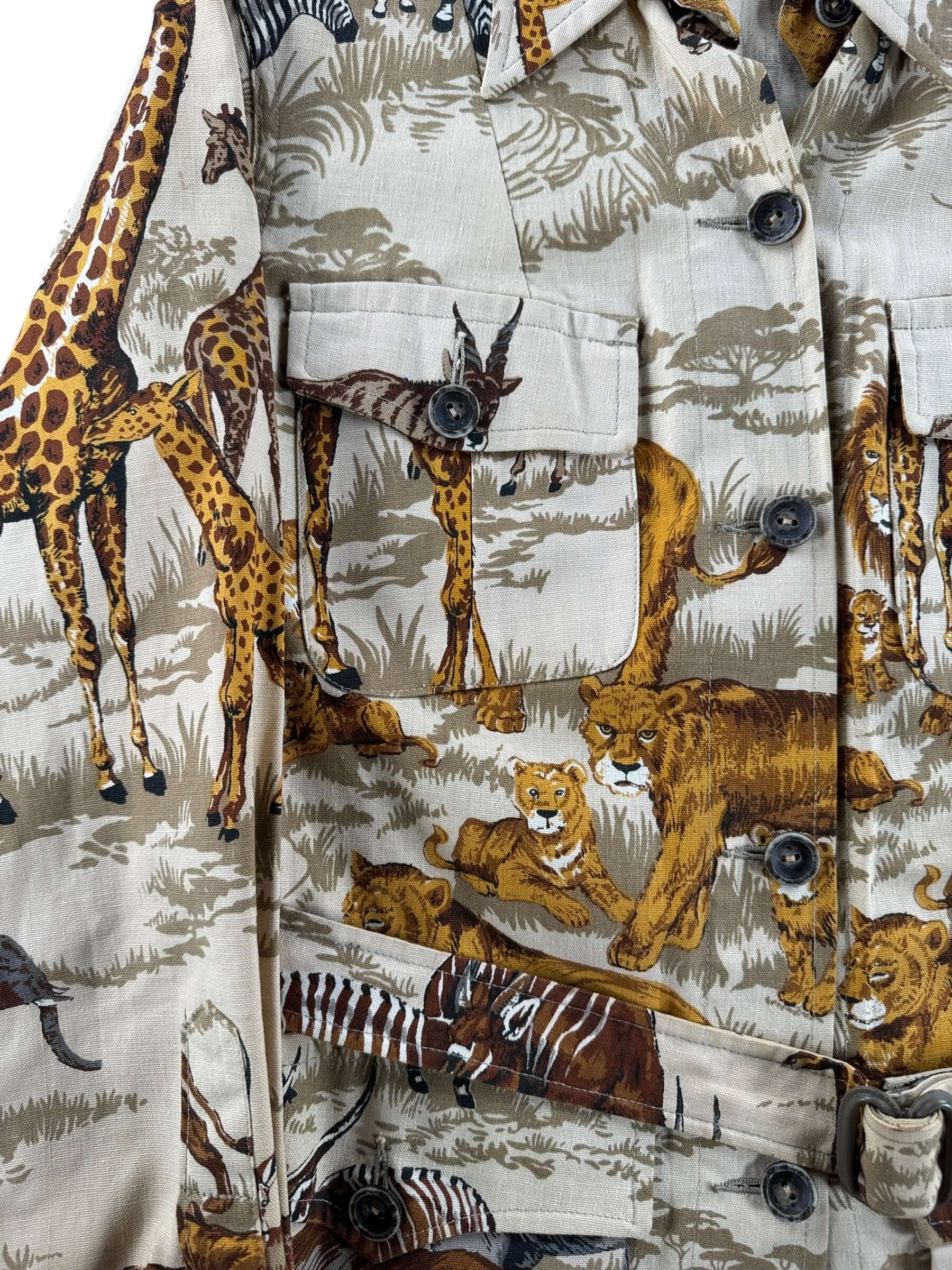 Design on Vintage 60s Abercrombie & Fitch Safari Animal Print Jacket SZ 10 (Fits XS/S)