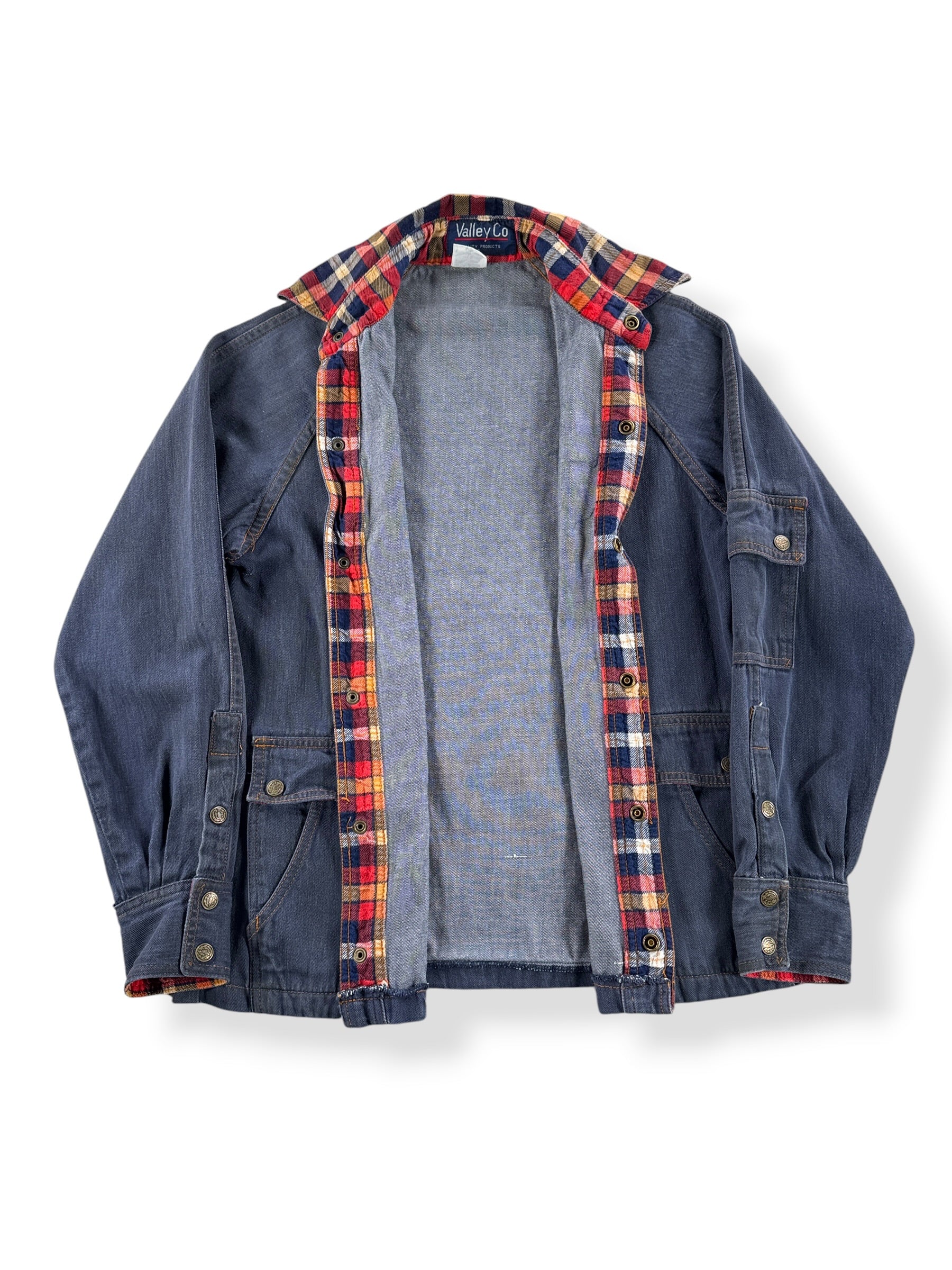 Inside of Vintage 1970’s Denim Jacket With Cotton Flannel Trim SZ M
