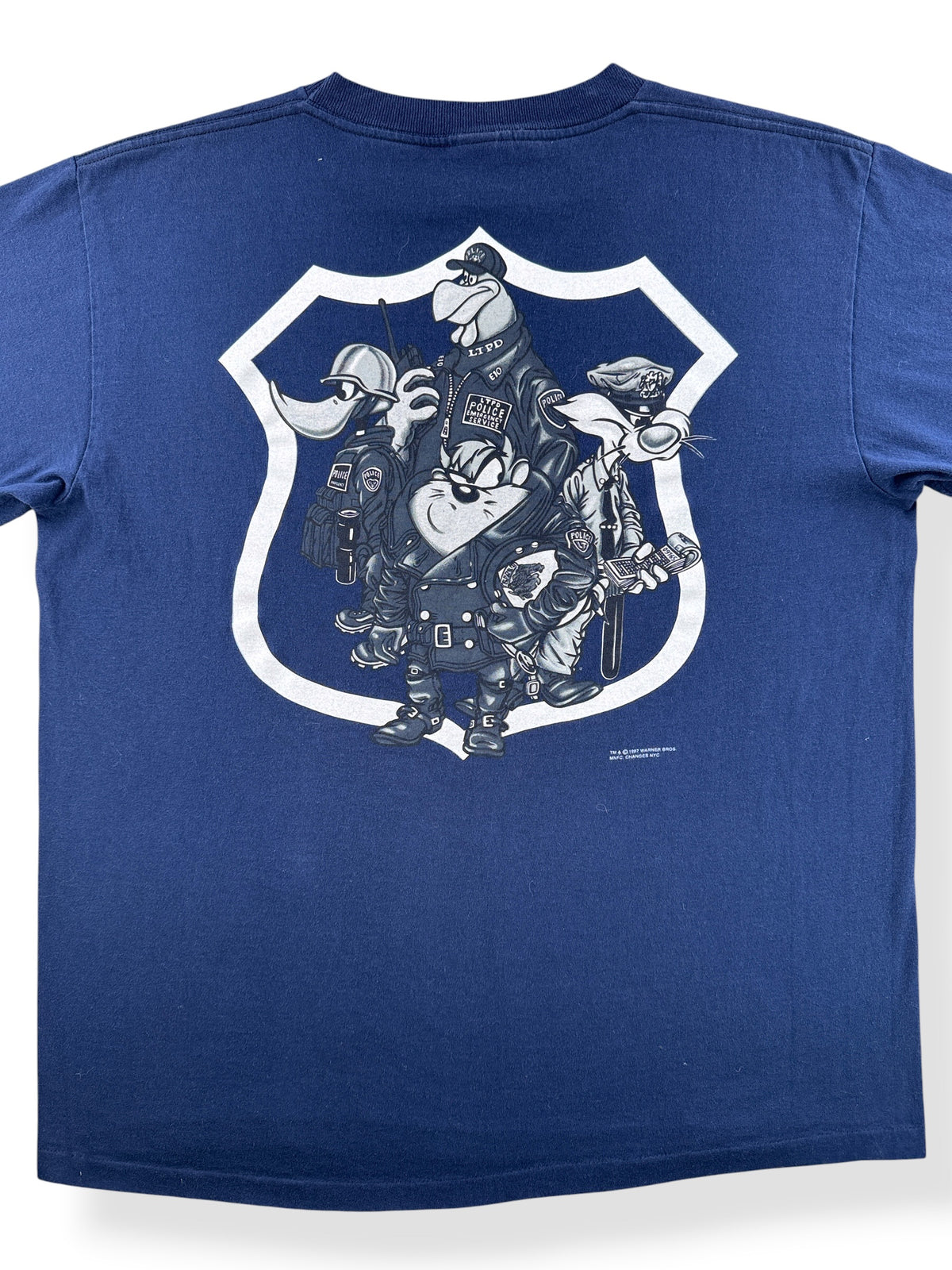 Close-up of the back of Vintage Looney Toons PD Tee SZ XL